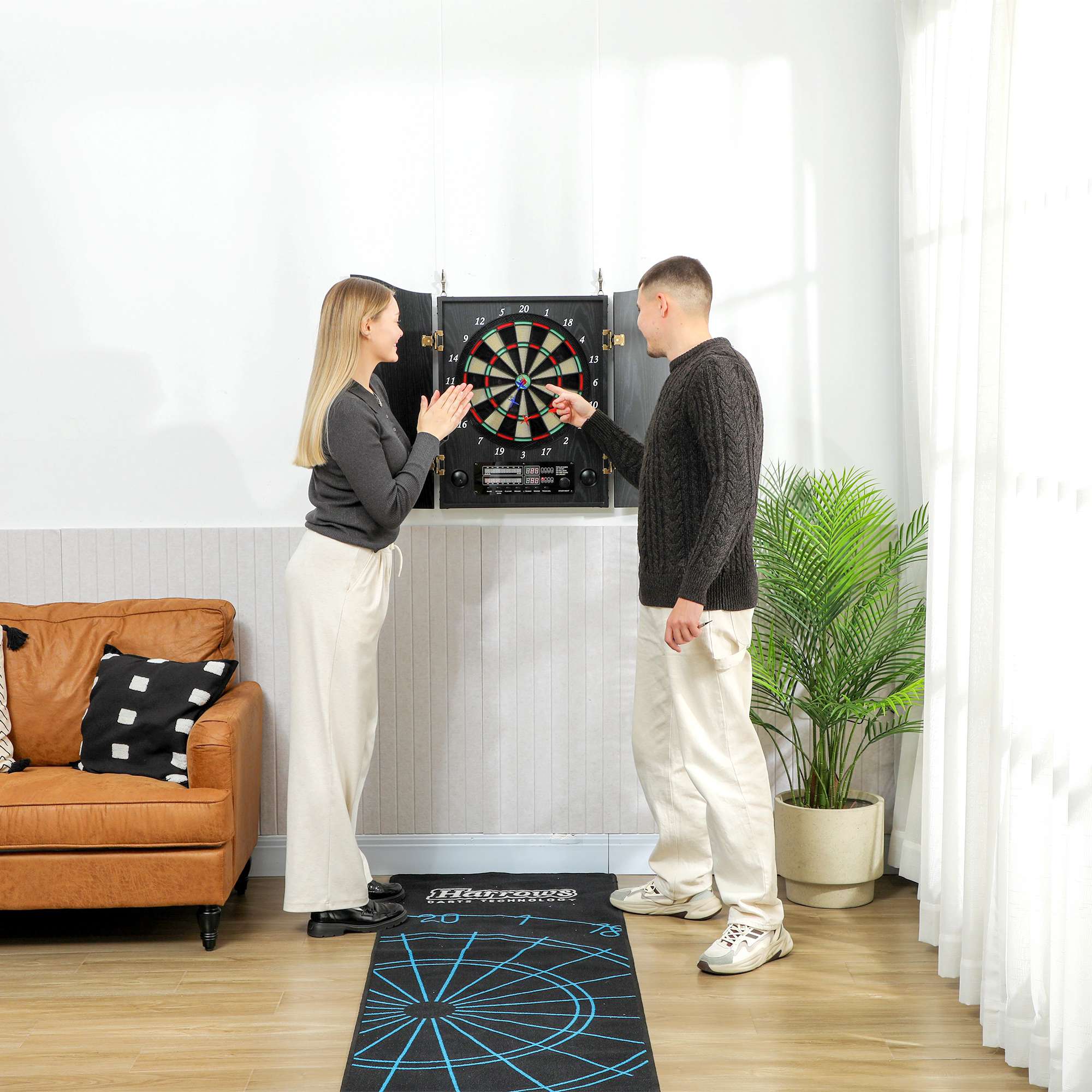 Elektronisk darttavla med skåp, 25 spel, LED-display