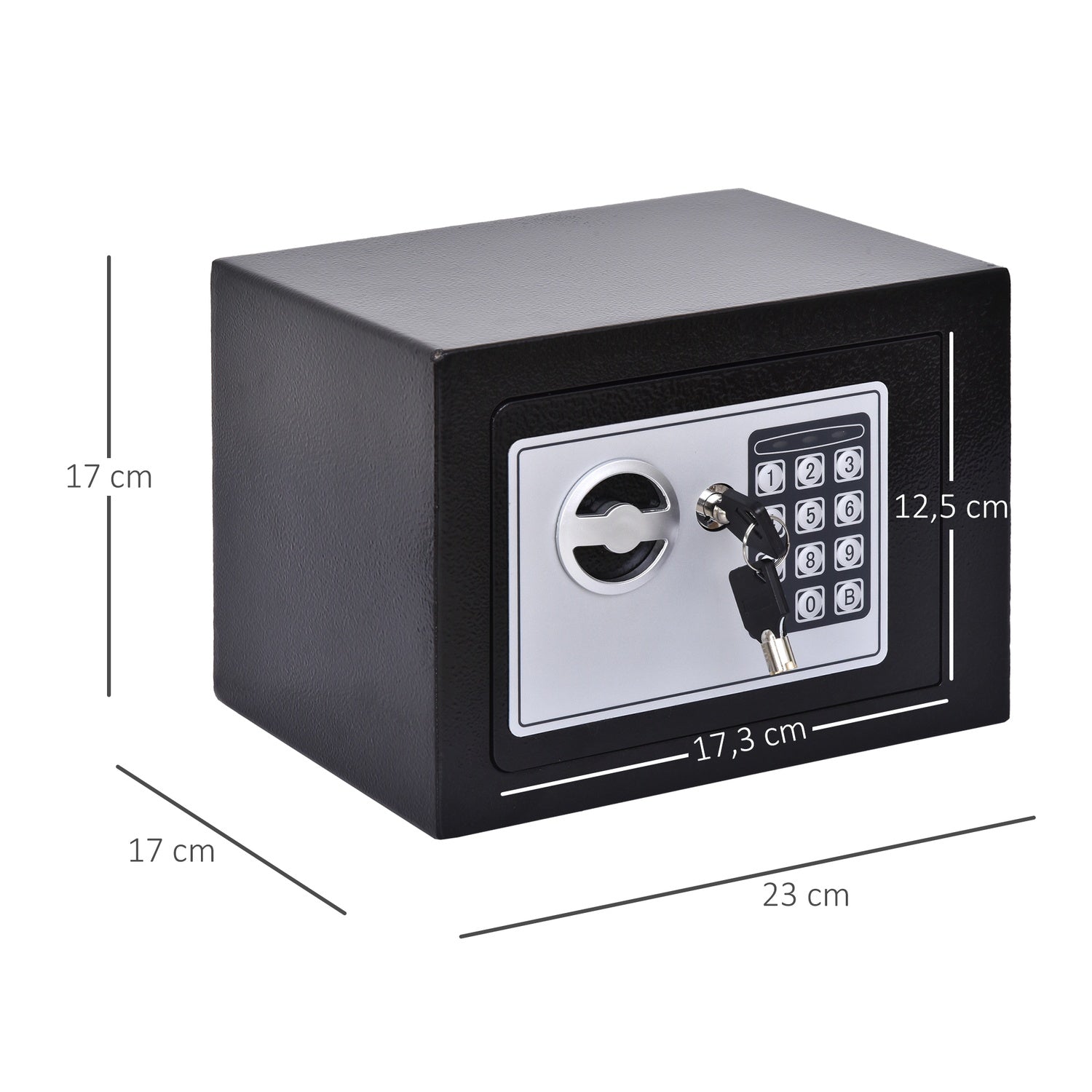 Elektroniskt låsskåp i stål – Svart, 23x17x17 cm, Hemsäkerhet