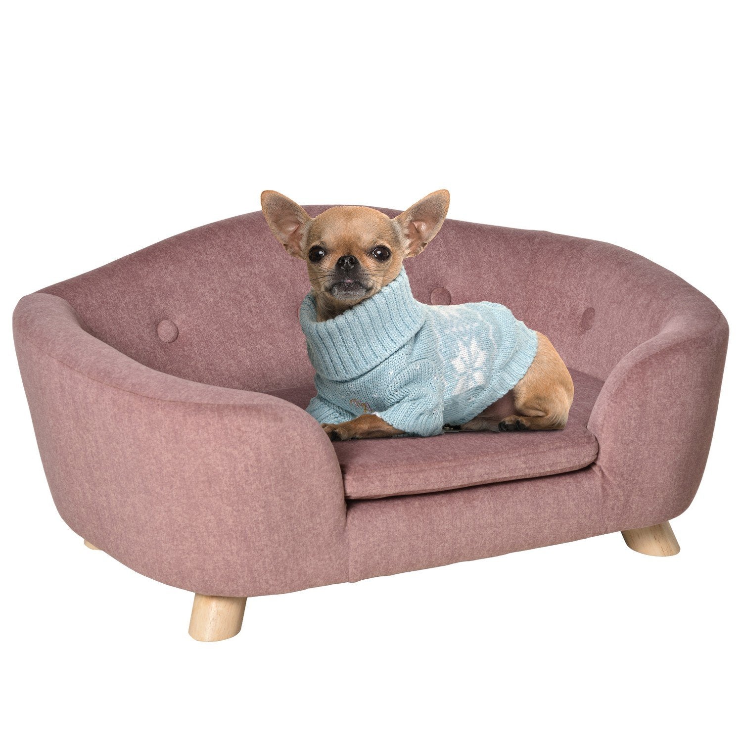 Hundeseng Hundesofa Hundesofa Hundematte Med pute Baklomme Plysjskum Furu Rosa 70 X 47 X 30 Cm