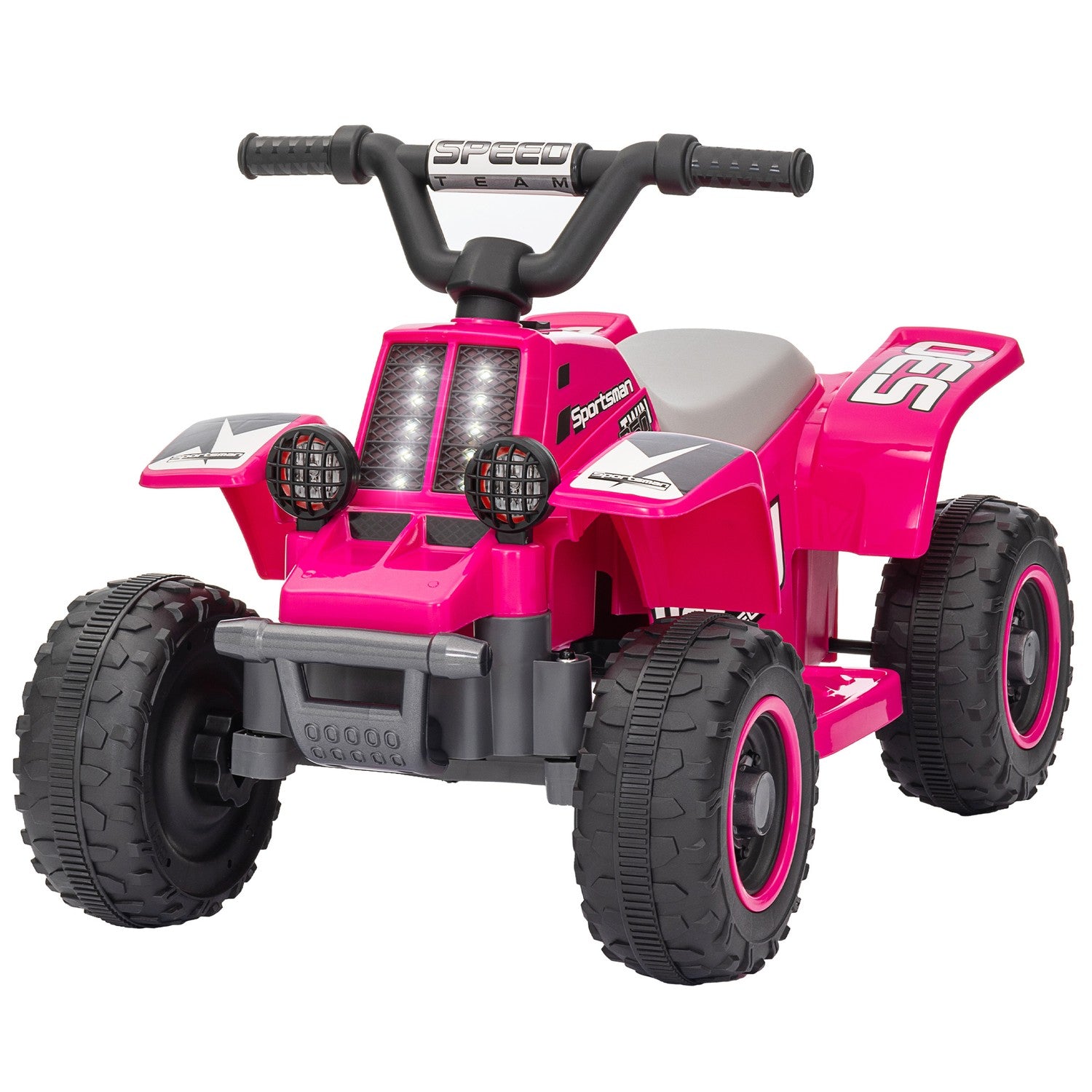 Elektrisk fyrhjuling för barn med LED och horn, rosa, 1,5-3 år