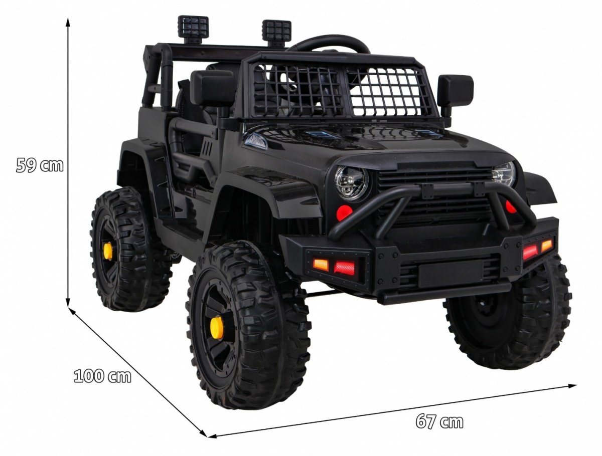 Elektrisk jeep for barn: 12V, LED-lys, fjernkontroll