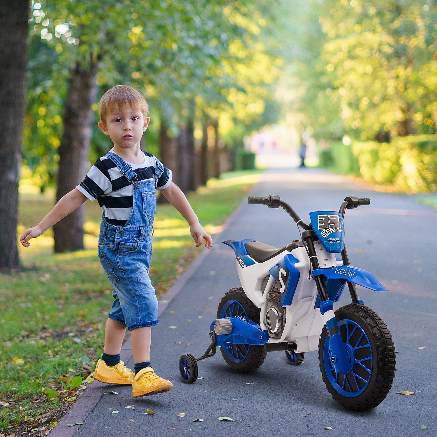 Barns 12V elmotorcykel, avtagbara hjul, åldrar 3+