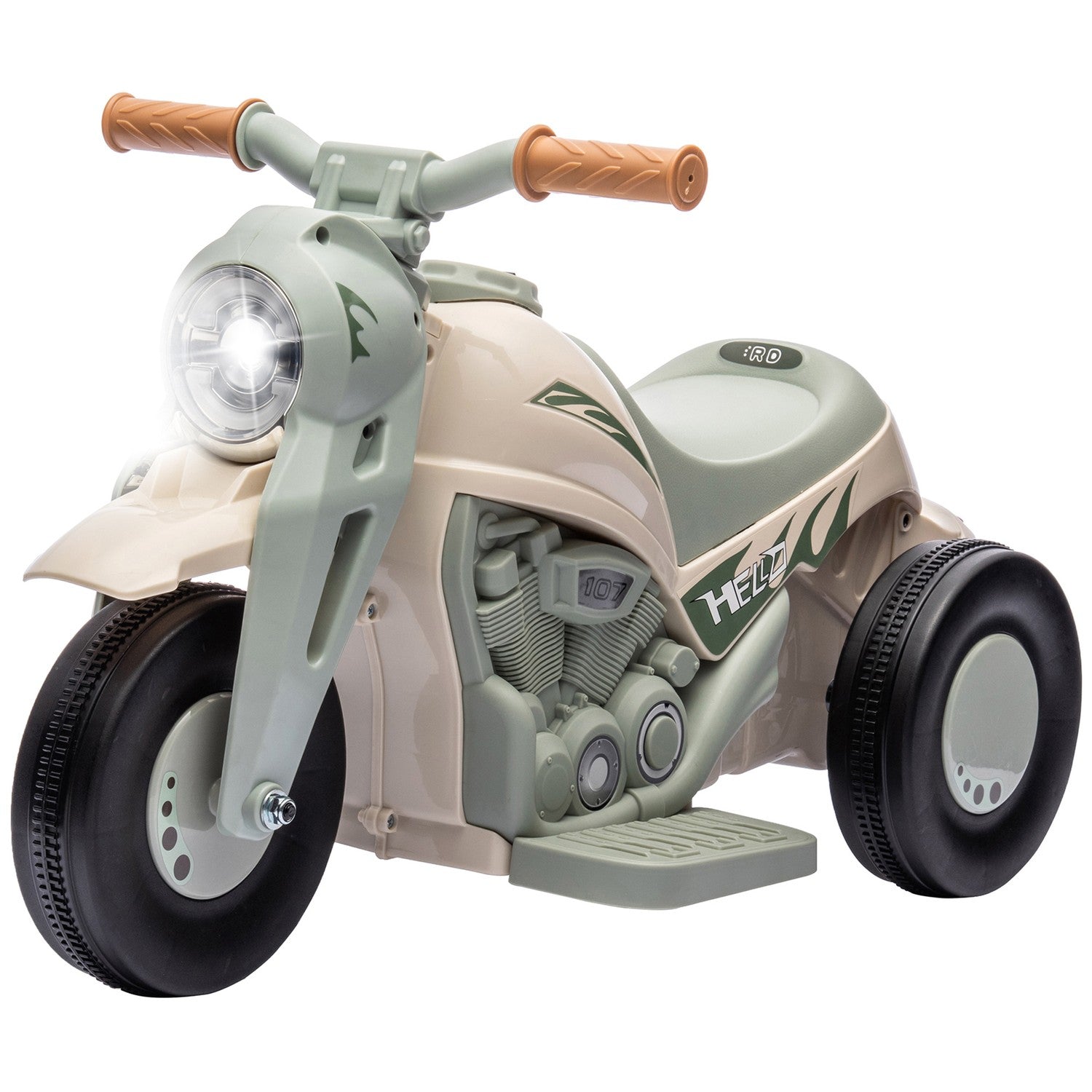 Elmotorcykel för barn, 6V barnmotorcykel med musik, blåser 2,5-3 km/h, för 2-5 år gamla barn