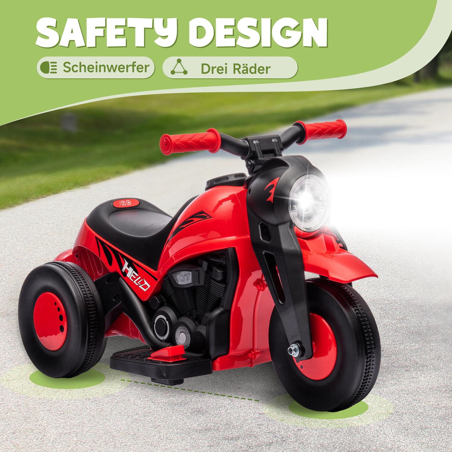 Elmotorcykel för barn, 6V med musik, 2,5-3 km/h, 2-5 år