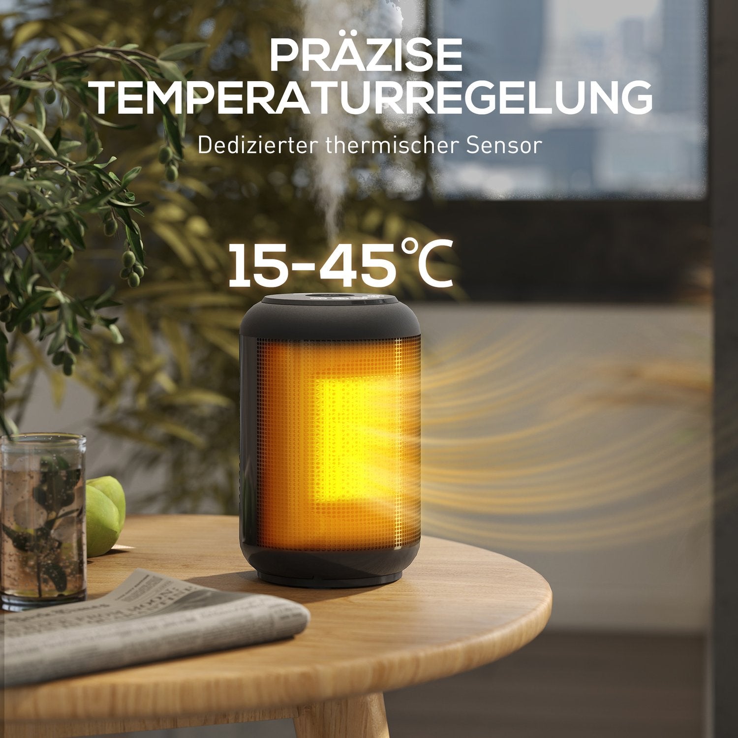 Elvärmare, 1500W, 3 lägen, timer, säkerhetsfunktioner