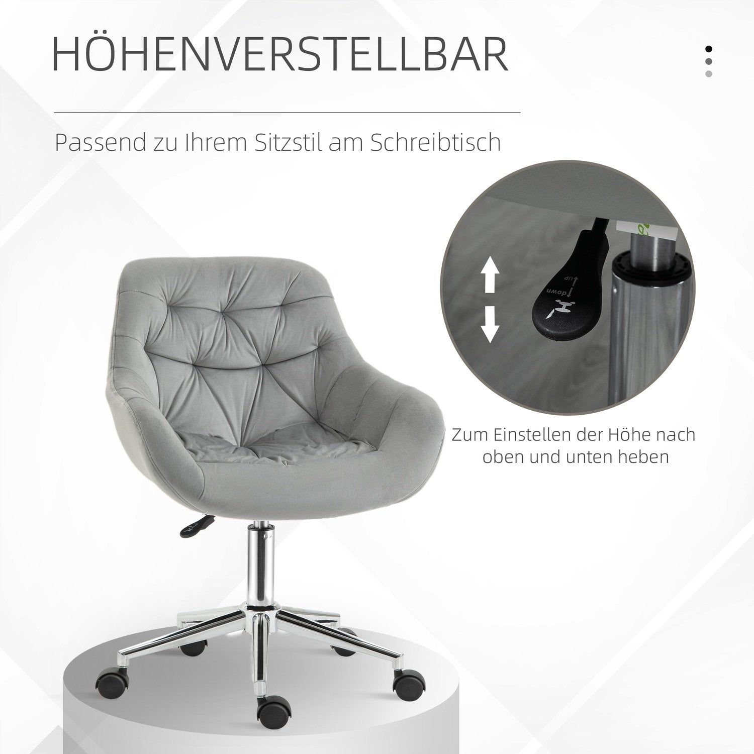 Executive Chair Kontorstol Høydejusterbar, Polyester, Skum, Metall, Nylon, Grå, 59X58X80-90Cm