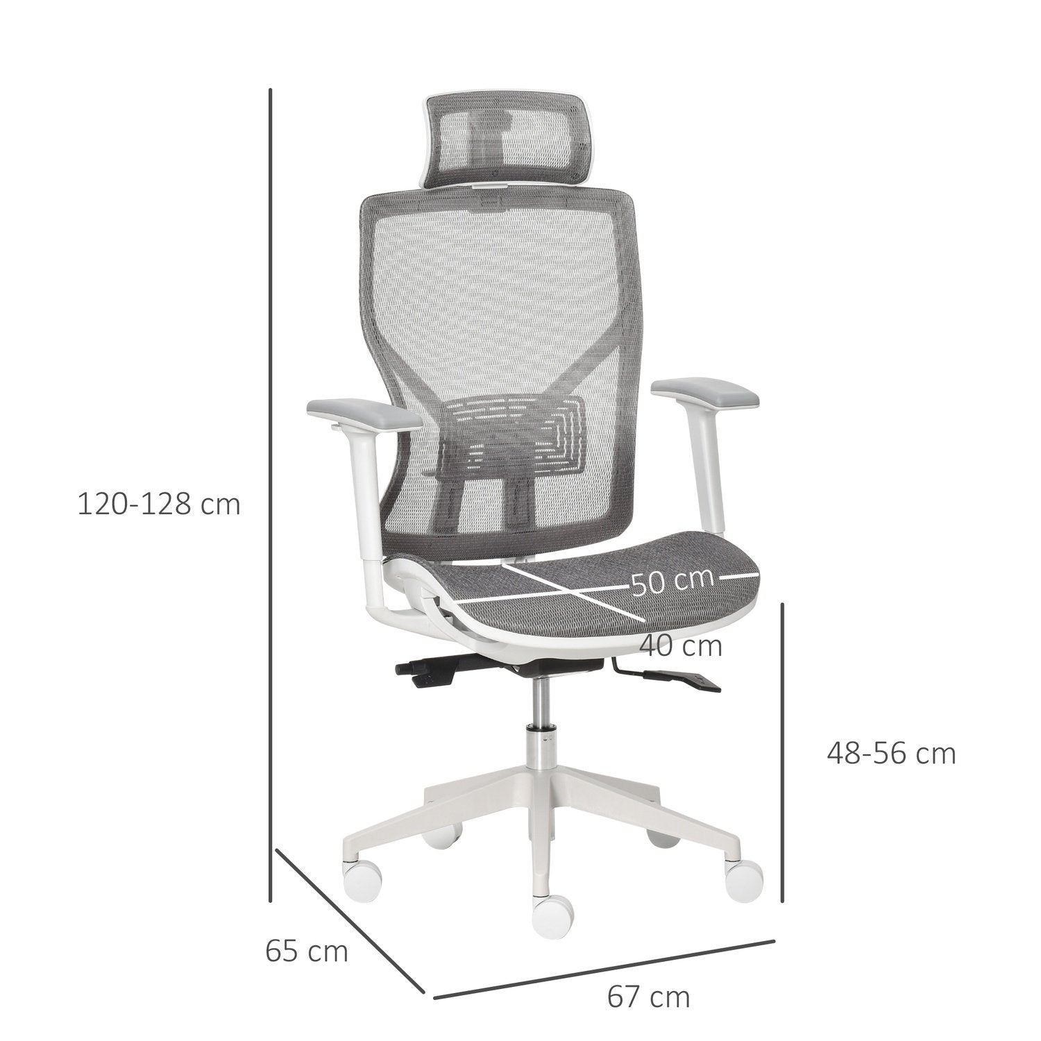 Kontorstol Skrivebordsstol Svingstol Spillestol med hodestøtte Korsryggstøttepute 3D Armlen 3 nivåer 360° svingbare hjul Høydejusterbar Ergonomisk