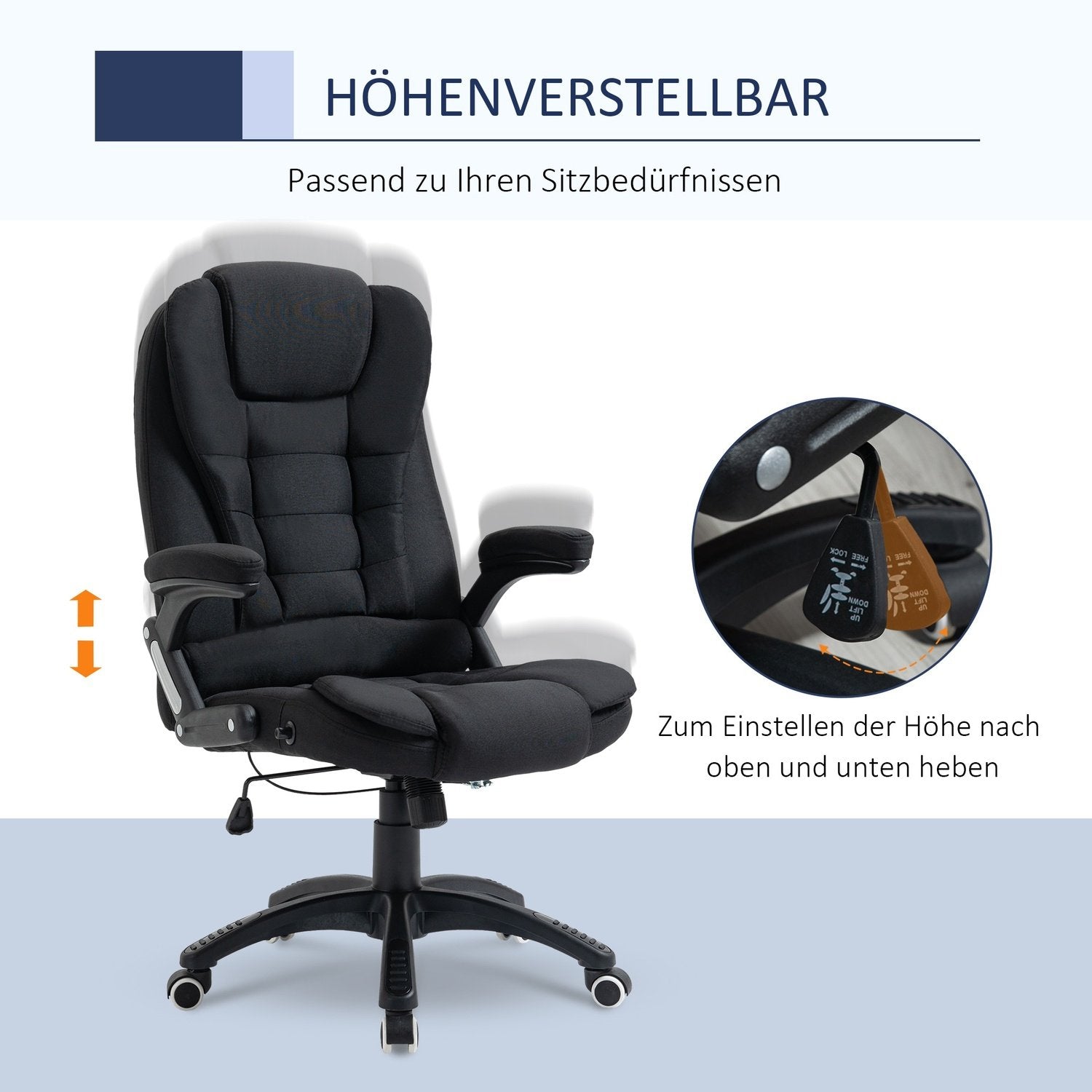 Kontorstol Hevet og Senket Skrivebordsstol Ergonomisk Skum Pp Plast Lin-lignende Polyester Svart 65 X 72 X 100-120 Cm