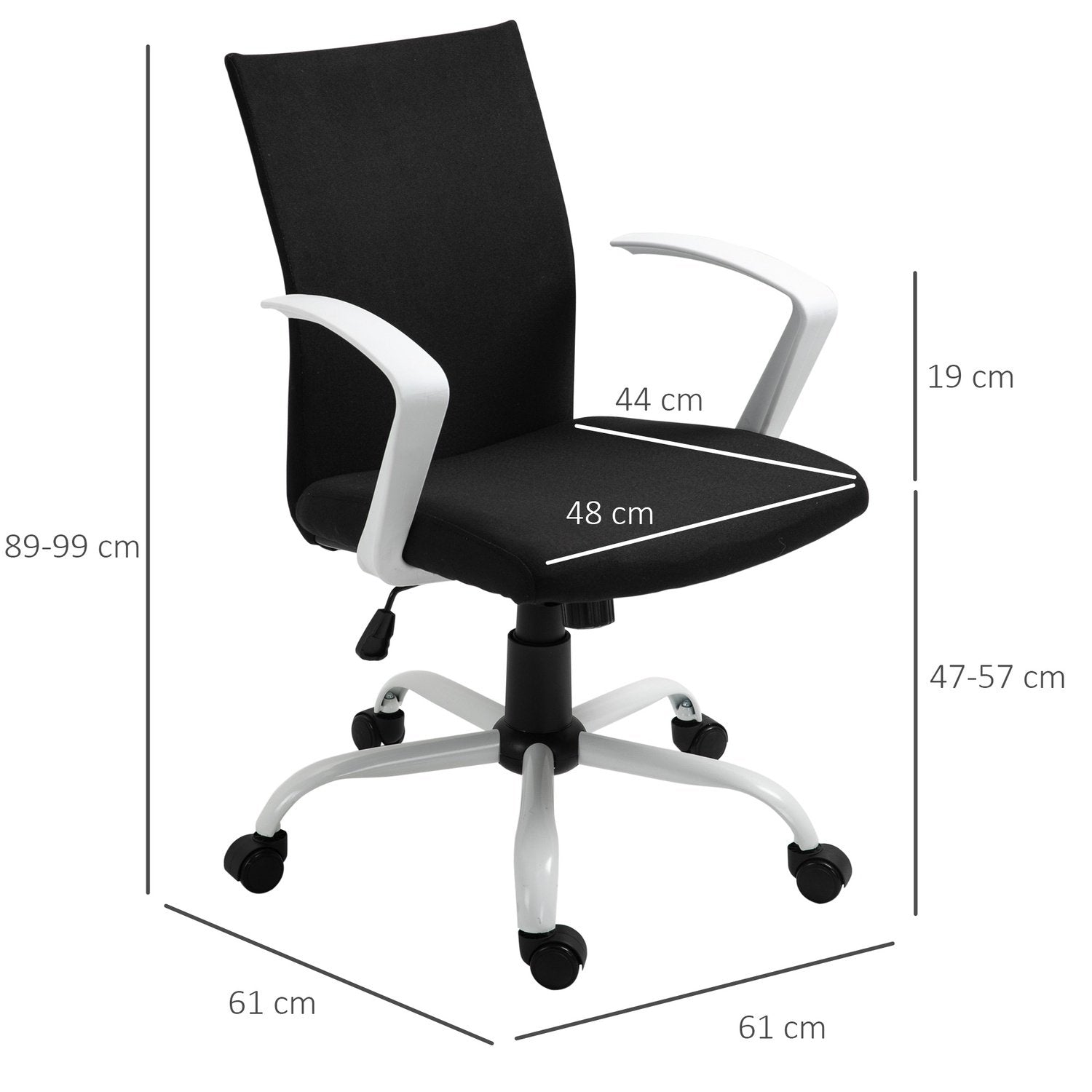 Kontorstol Skrivebordsstol Nettingryggstøtte med tiltfunksjon Nakkestøtte Ergonomisk 360° svingbare hjul Skum Nylon Svart 61X61X89-99Cm