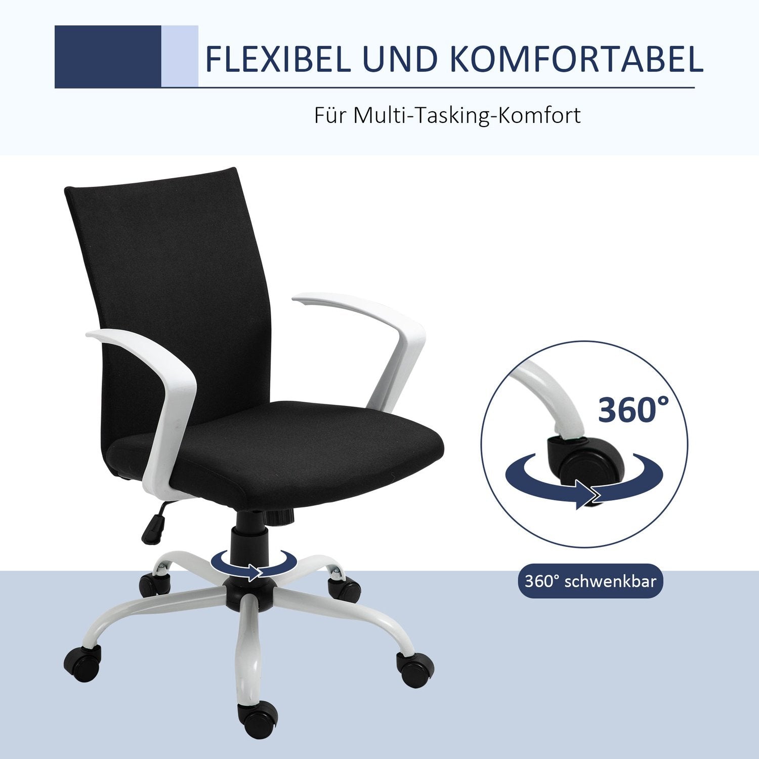 Kontorstol Skrivebordsstol Nettingryggstøtte med tiltfunksjon Nakkestøtte Ergonomisk 360° svingbare hjul Skum Nylon Svart 61X61X89-99Cm