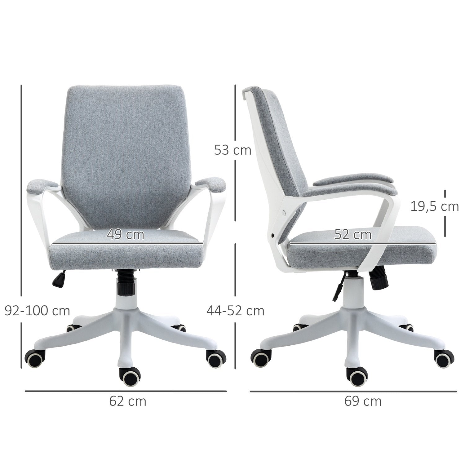 Kontorstol Skrivebordsstol med vippefunksjon Ryggstøtte Høydejusterbar tykt polstret Ergonomisk 360° svingbare hjul Polyester Nylon Pp