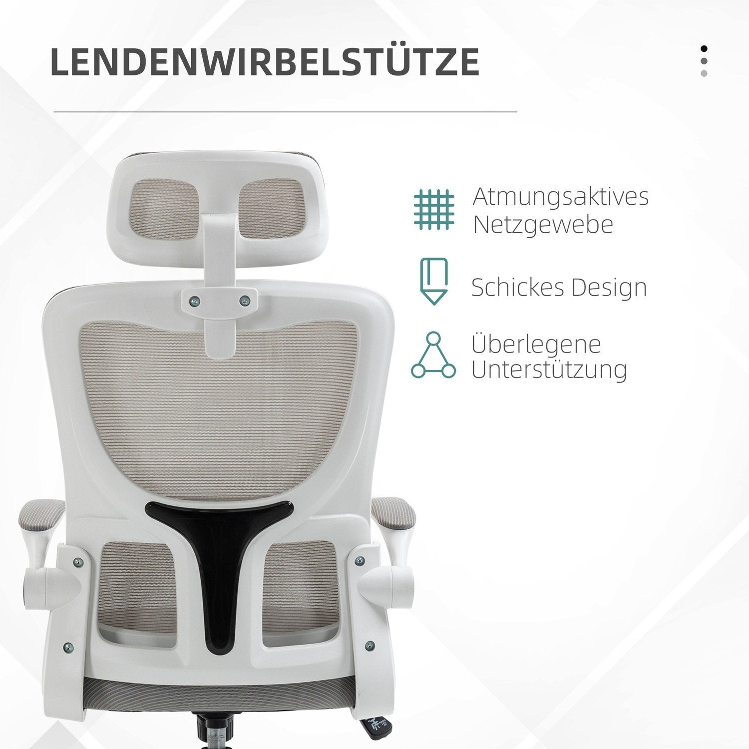 Kontorstol Ergonomisk Høydejusterbar Skrivebordsstol Justerbar Armlenspute Vippefunksjon Korsryggstøtte Mesh Grå