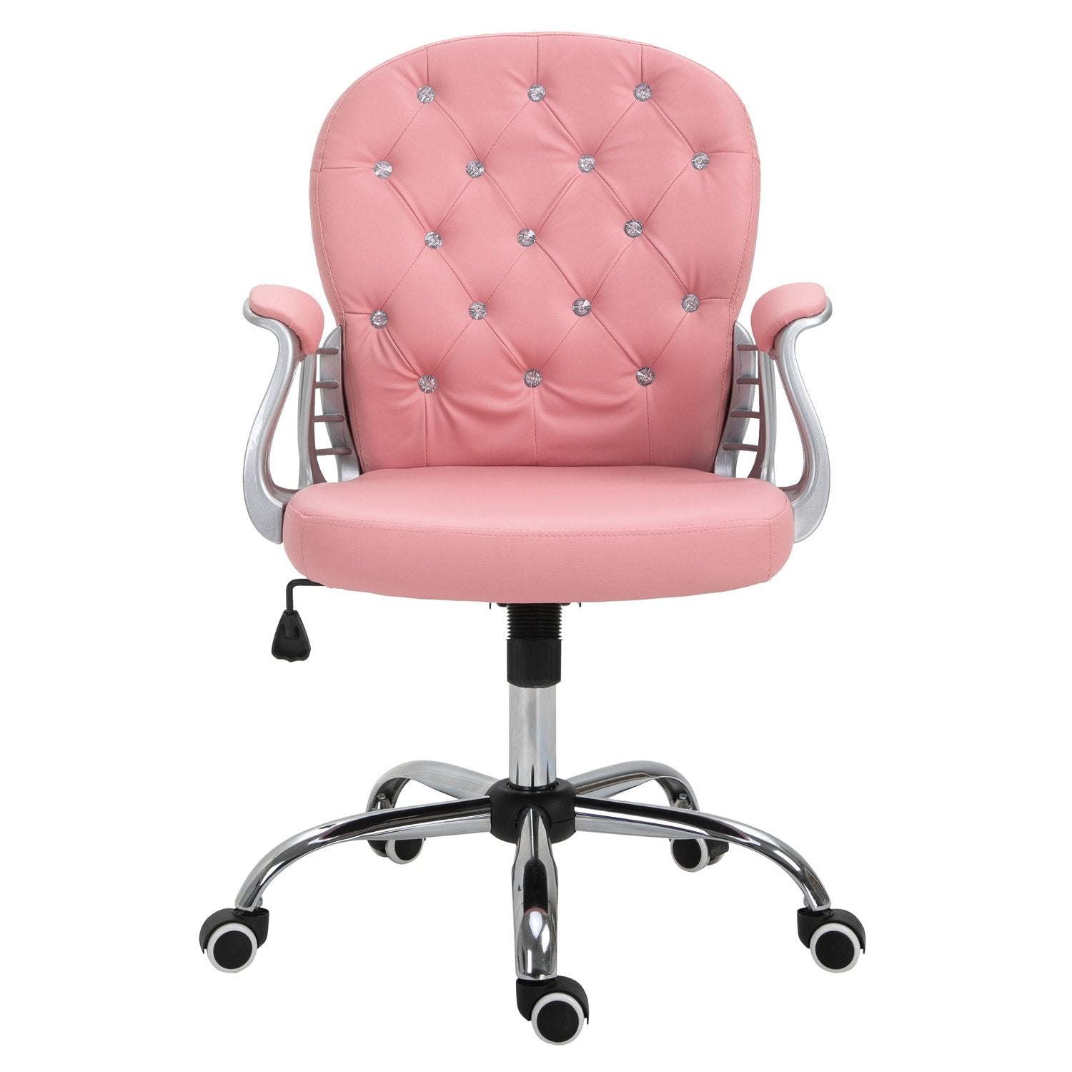 Kontorstol Executive Chair Ergonomisk polstret ryggstøtte, rosa, Pu, 59,5 X 60,5 95-105 Cm