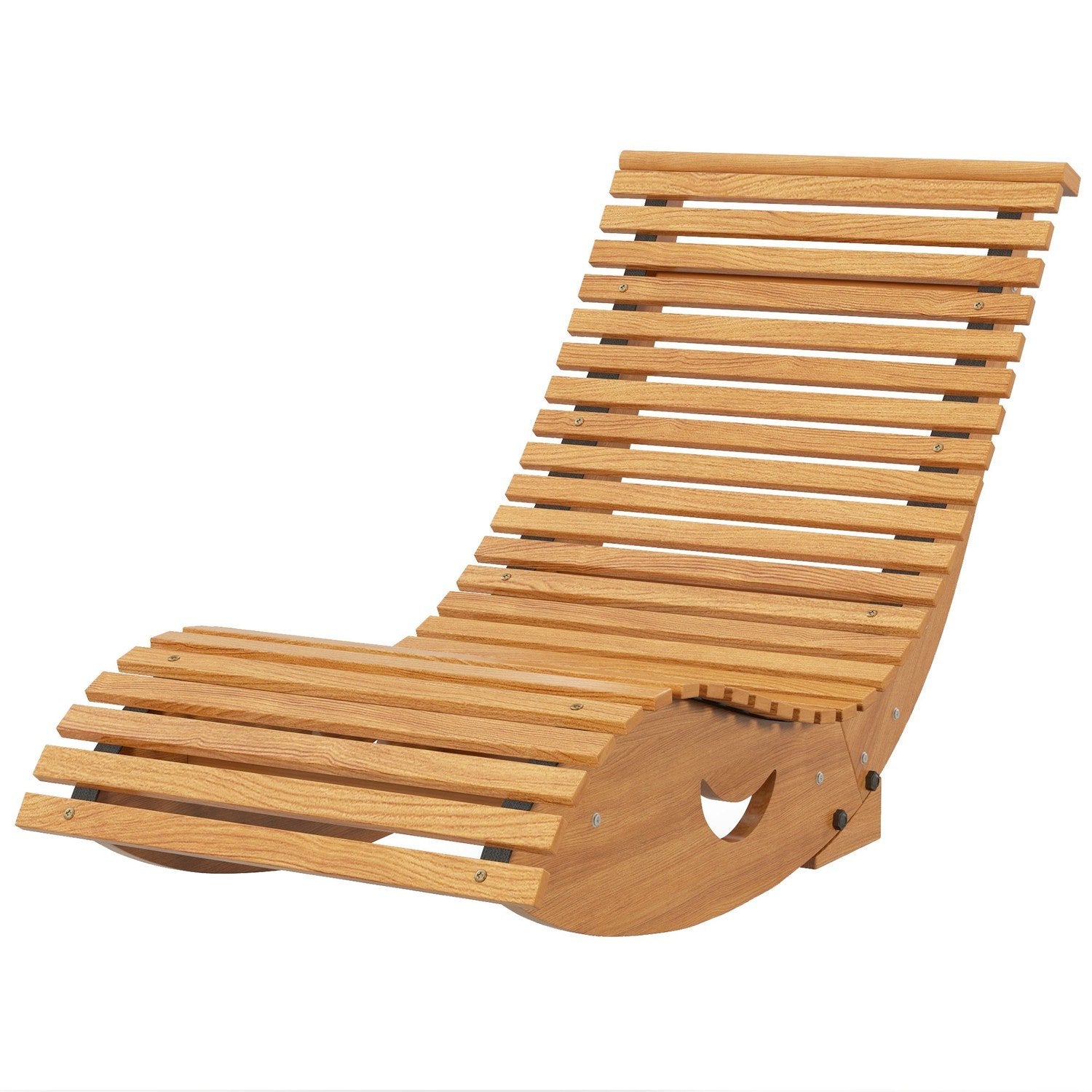 Gyngestol, gyngestol i tre, ergonomisk S-formet gyngestol, tippsikring, lastekapasitet opptil 120 kg for balkong, teak, 130 x 60 x 60 cm