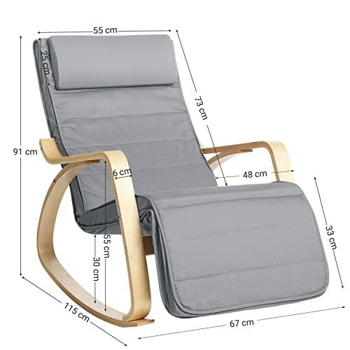 Ergonomisk gyngestol i tre med justerbar fotstøtte