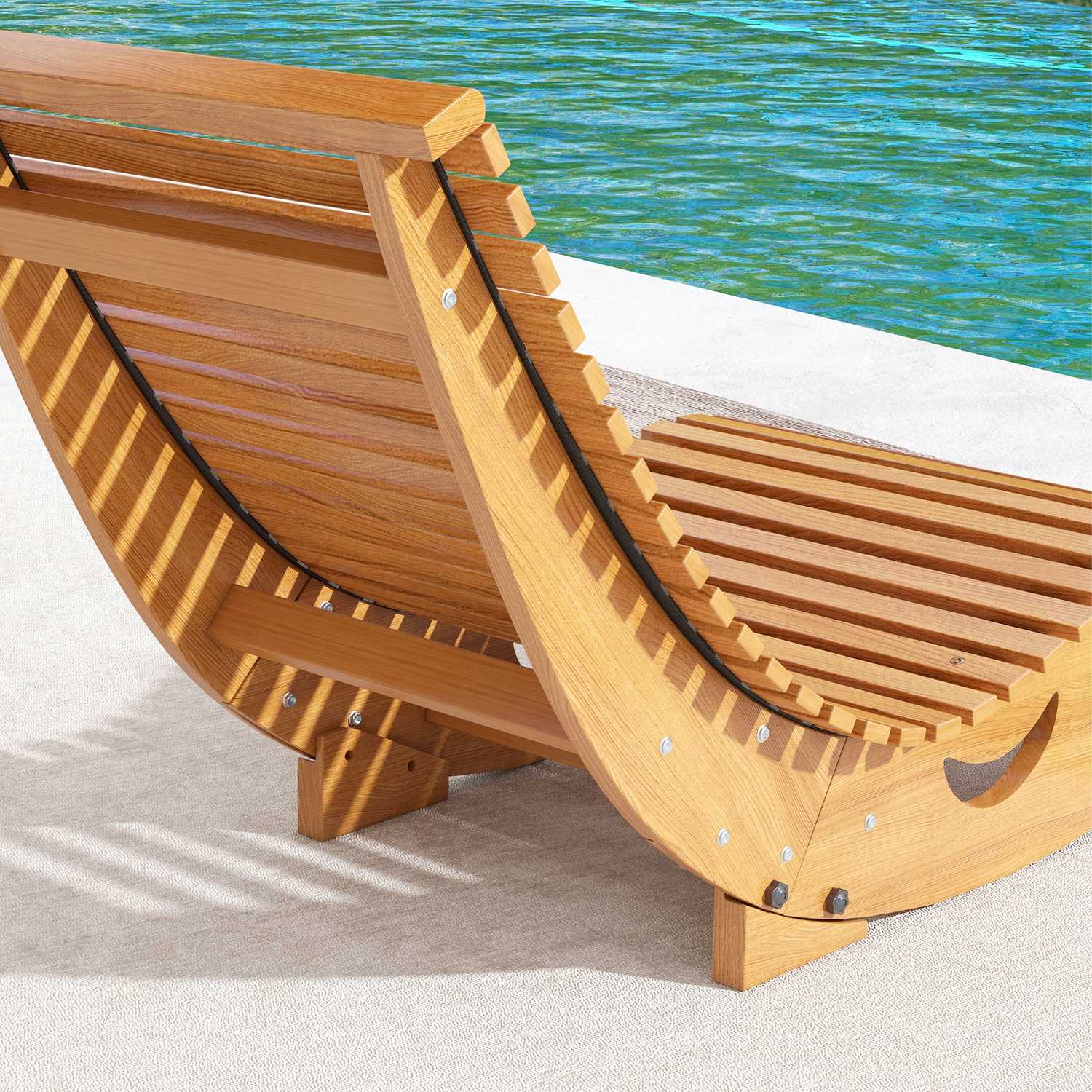Ergonomisk gungstol i trä, teak, kapacitet 120 kg