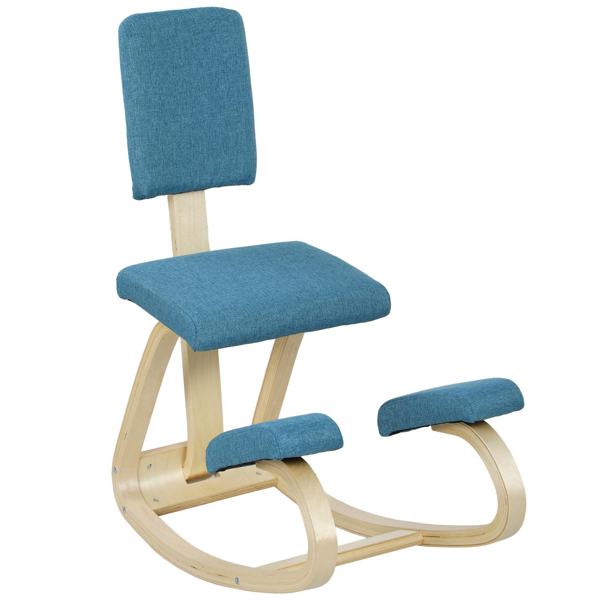 Ergonomisk knästol, mörkblå, björkträram