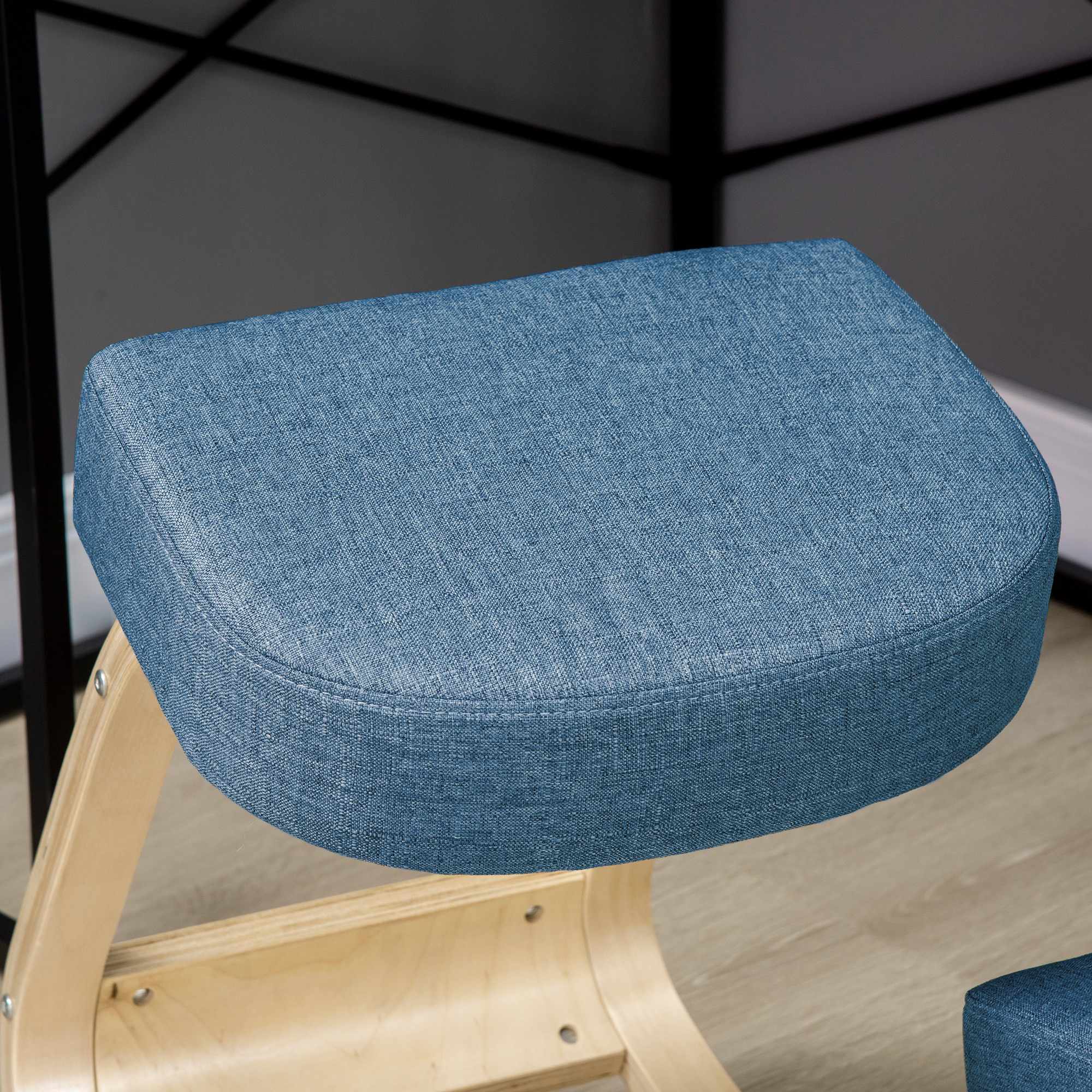 Ergonomisk knäböjstol, björkträ, 120 kg kapacitet, blå