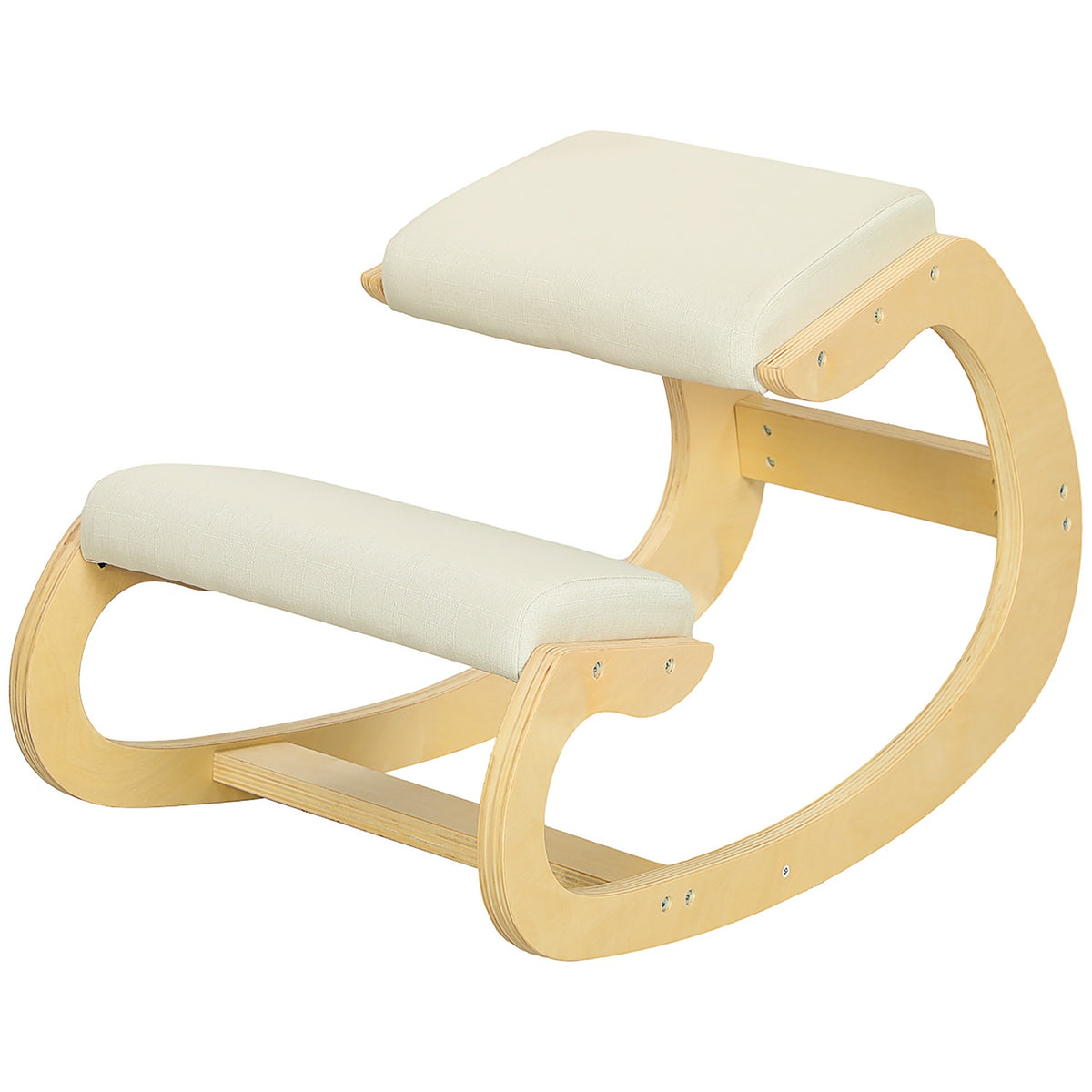 Ergonomisk knestol for bedre holdning, gyngedesign, kremhvit