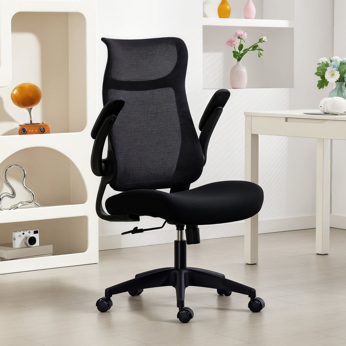 Ergonomisk kontorstol, 3D-armlener, nettrygg, svart