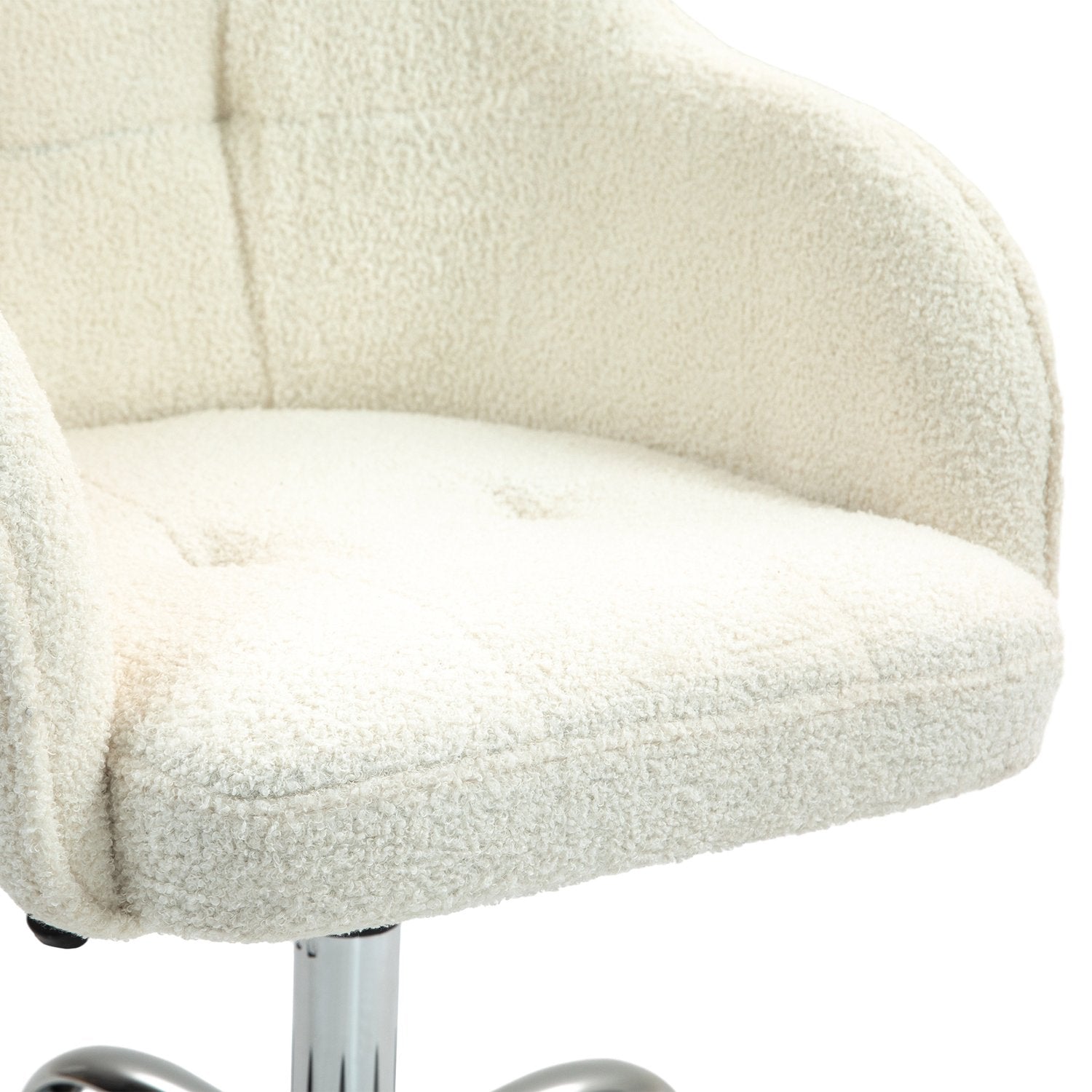 Ergonomisk kontorsstol, Krämvit Teddy Fleece, Justerbar höjd