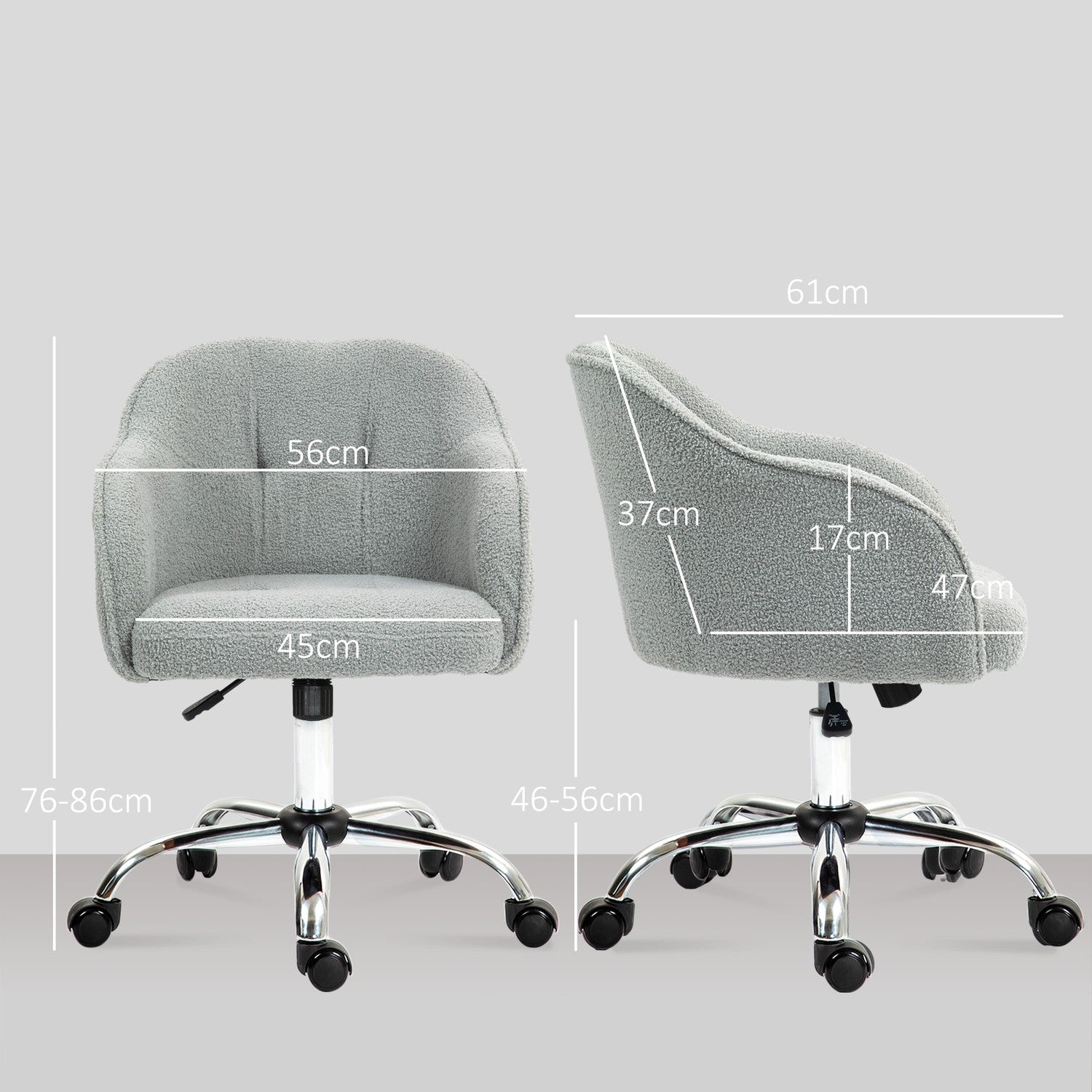 Ergonomisk kontorsstol, Teddy Fleece, Justerbar höjd