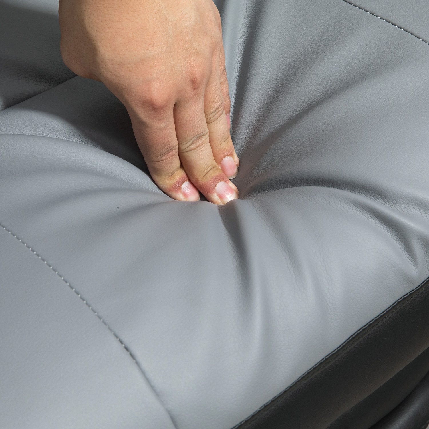 Ergonomisk kontorsstol, gungande, 180 kg belastning, ljusgrått läder