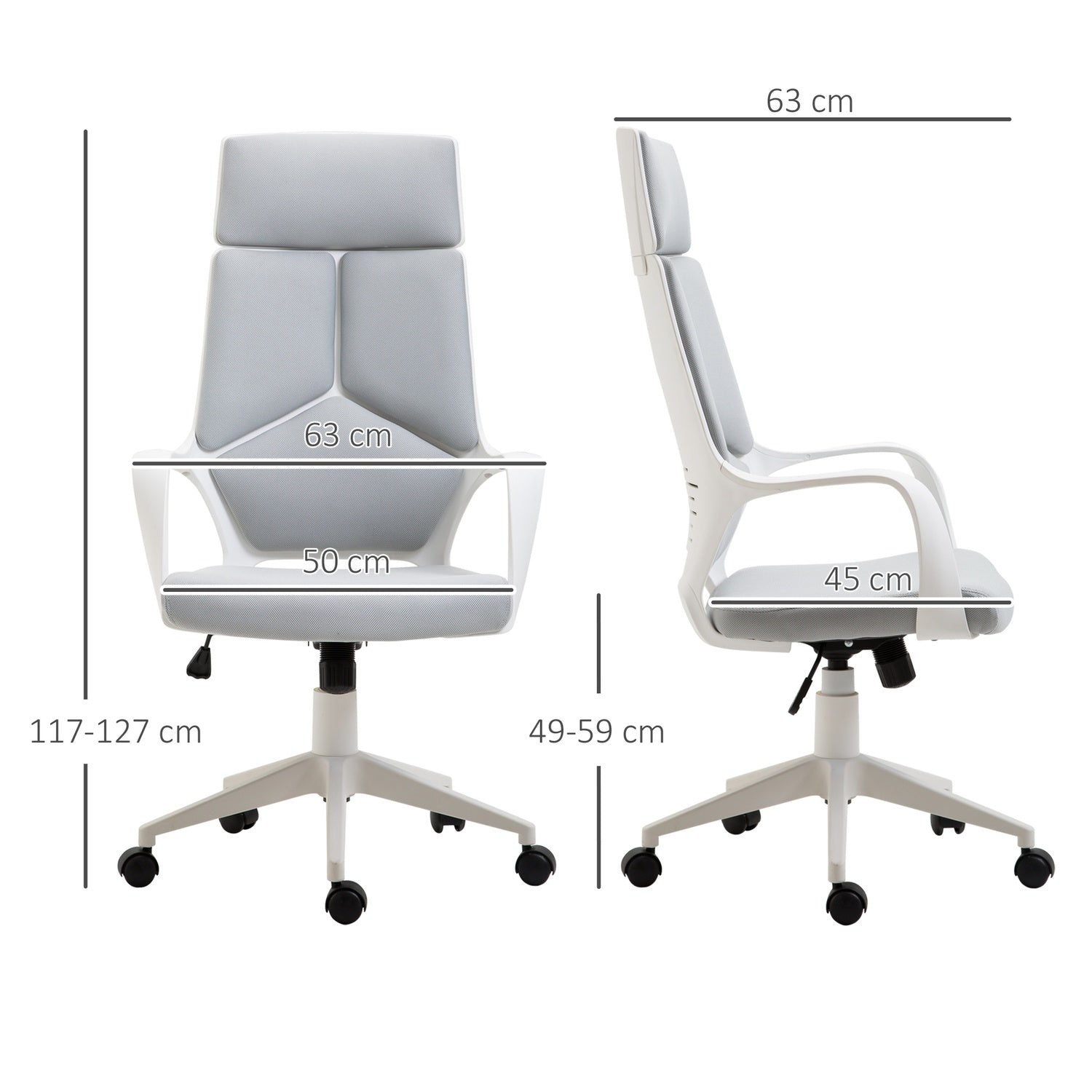 Ergonomisk kontorsstol, hög rygg, justerbar höjd