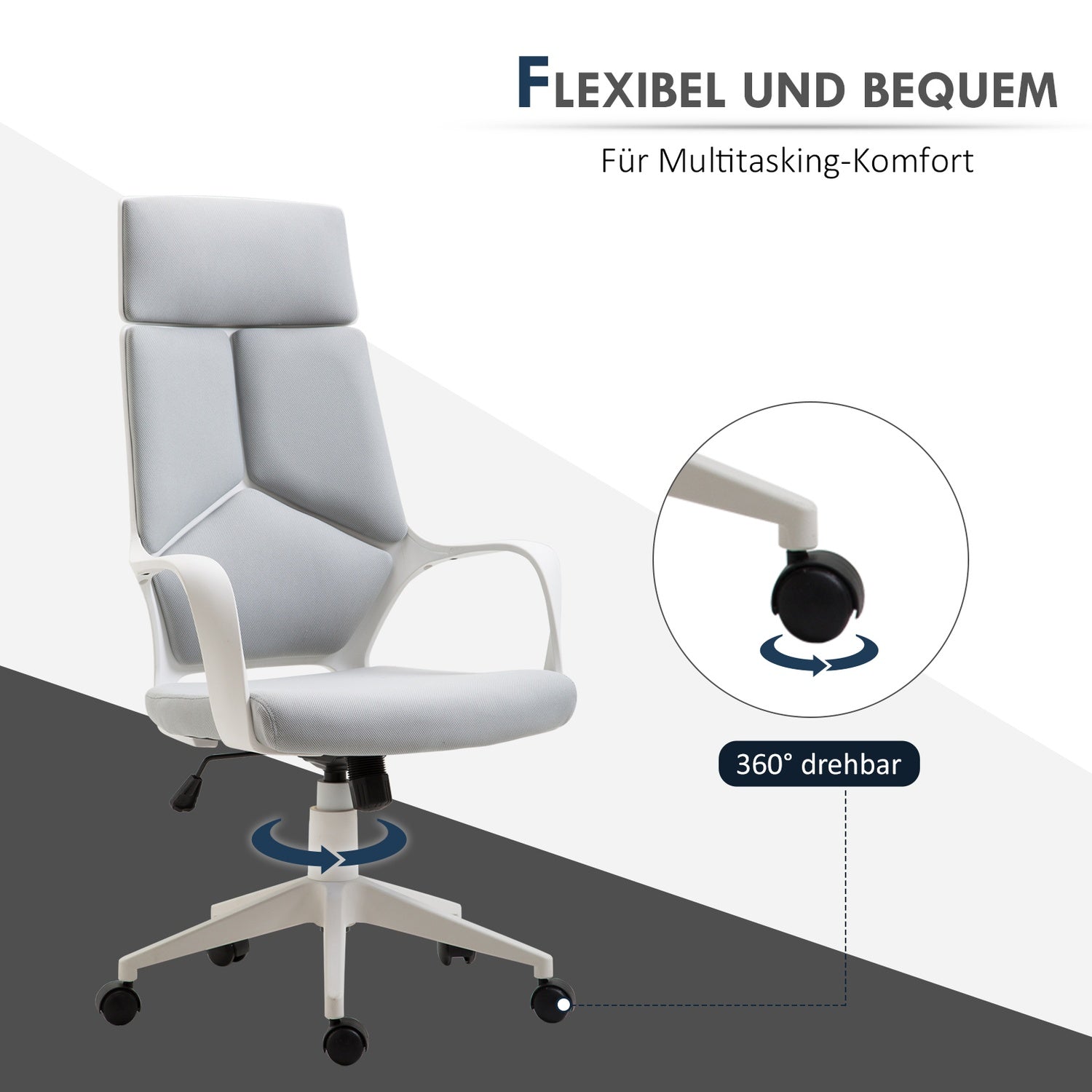 Ergonomisk kontorsstol, hög rygg, justerbar höjd