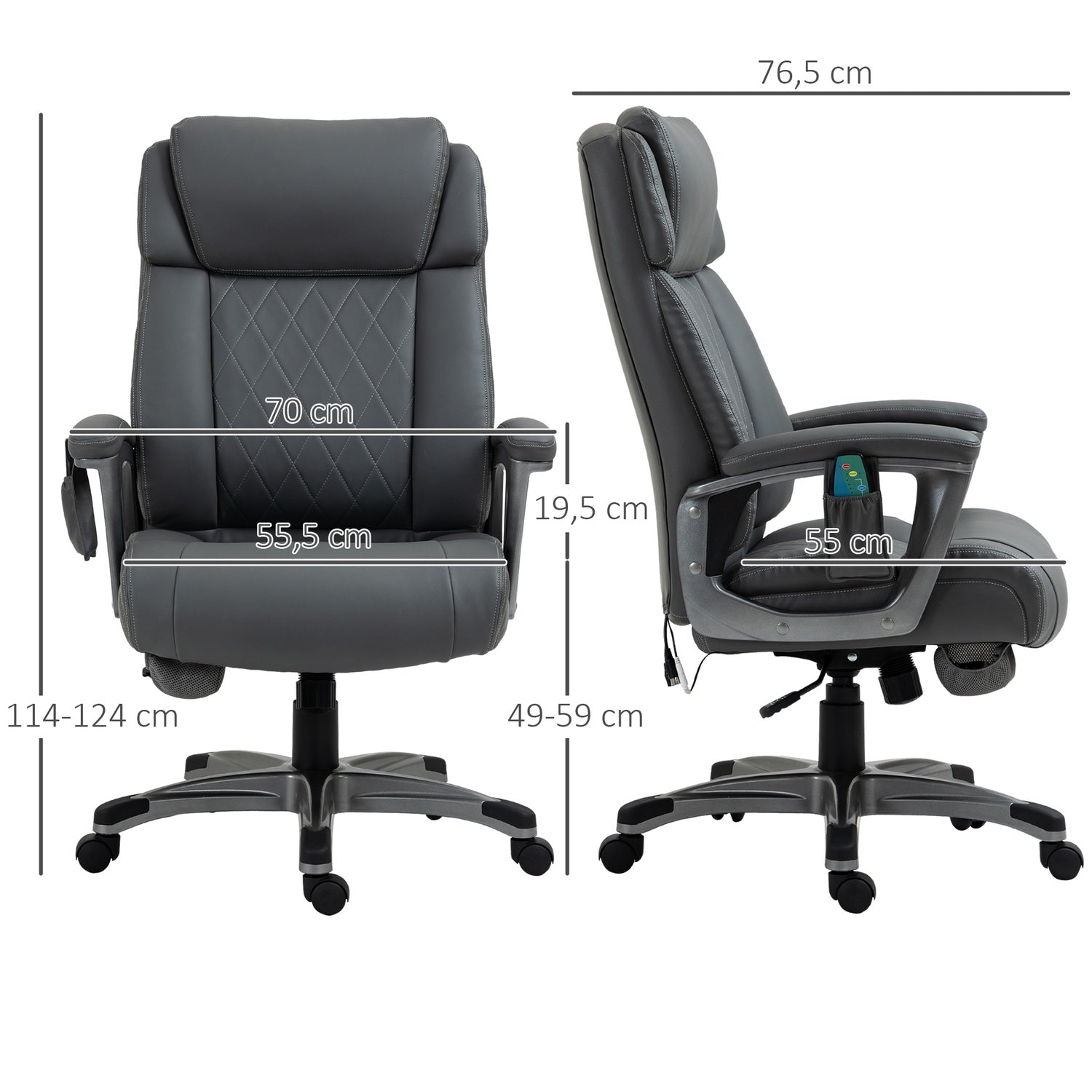 Ergonomisk kontorsstol i grått konstläder med massage