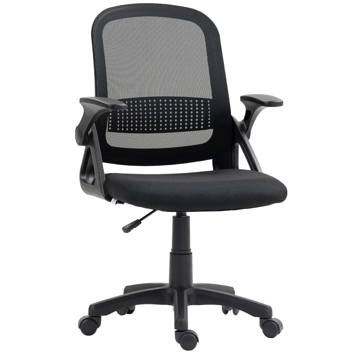 Ergonomisk kontorstol i netting med sammenleggbare armlener, svart