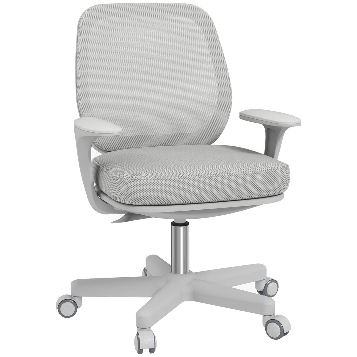 Ergonomisk kontorstol, justerbar høyde, grå, 360° dreibar