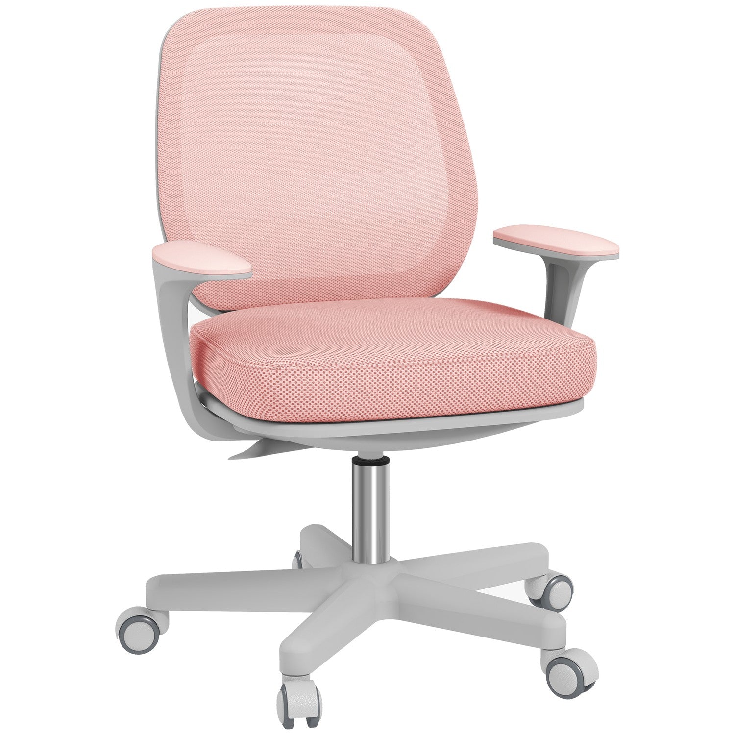 Ergonomisk kontorsstol, justerbar höjd, rosa, 360° vridbar