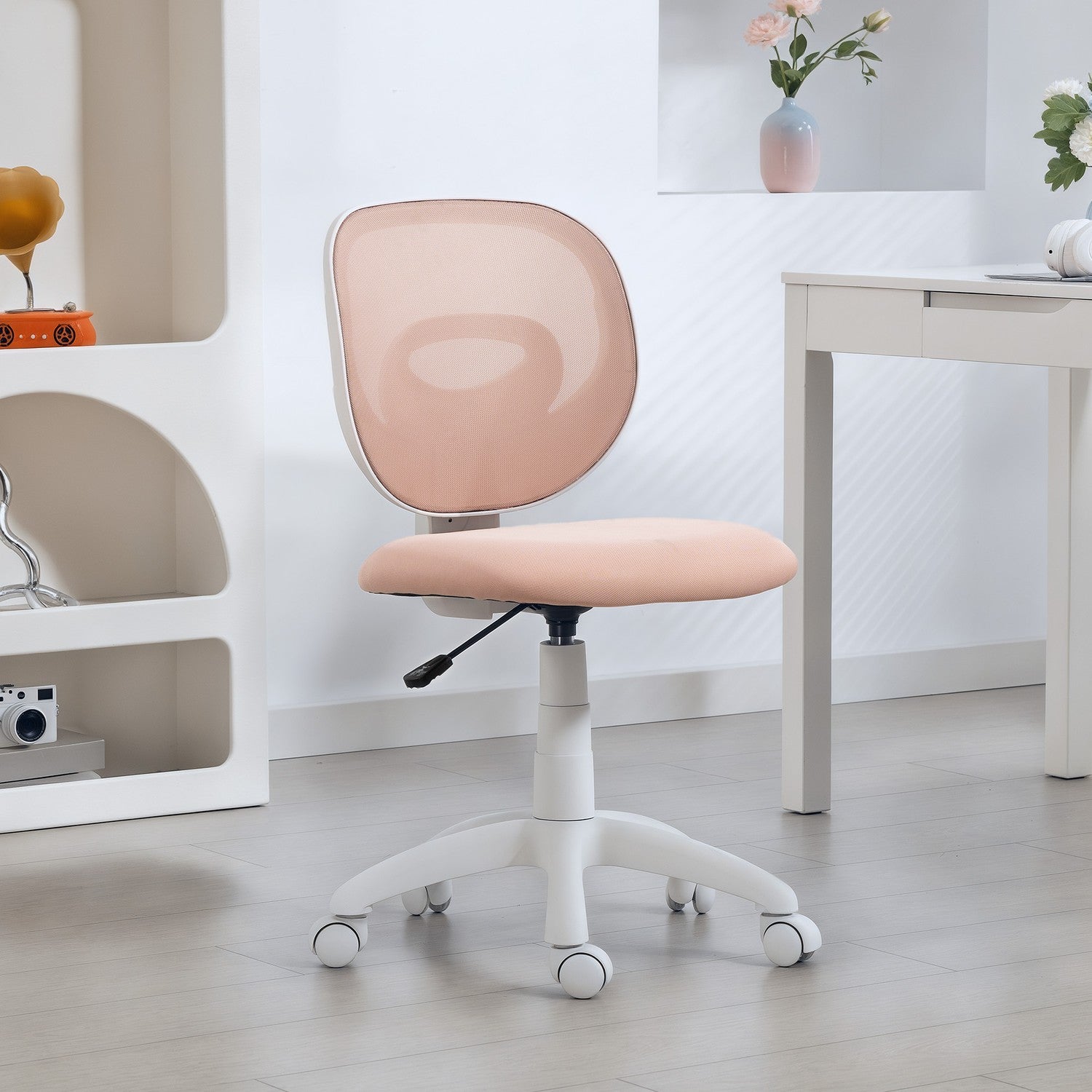 Ergonomisk kontorsstol, justerbar höjd, rosa