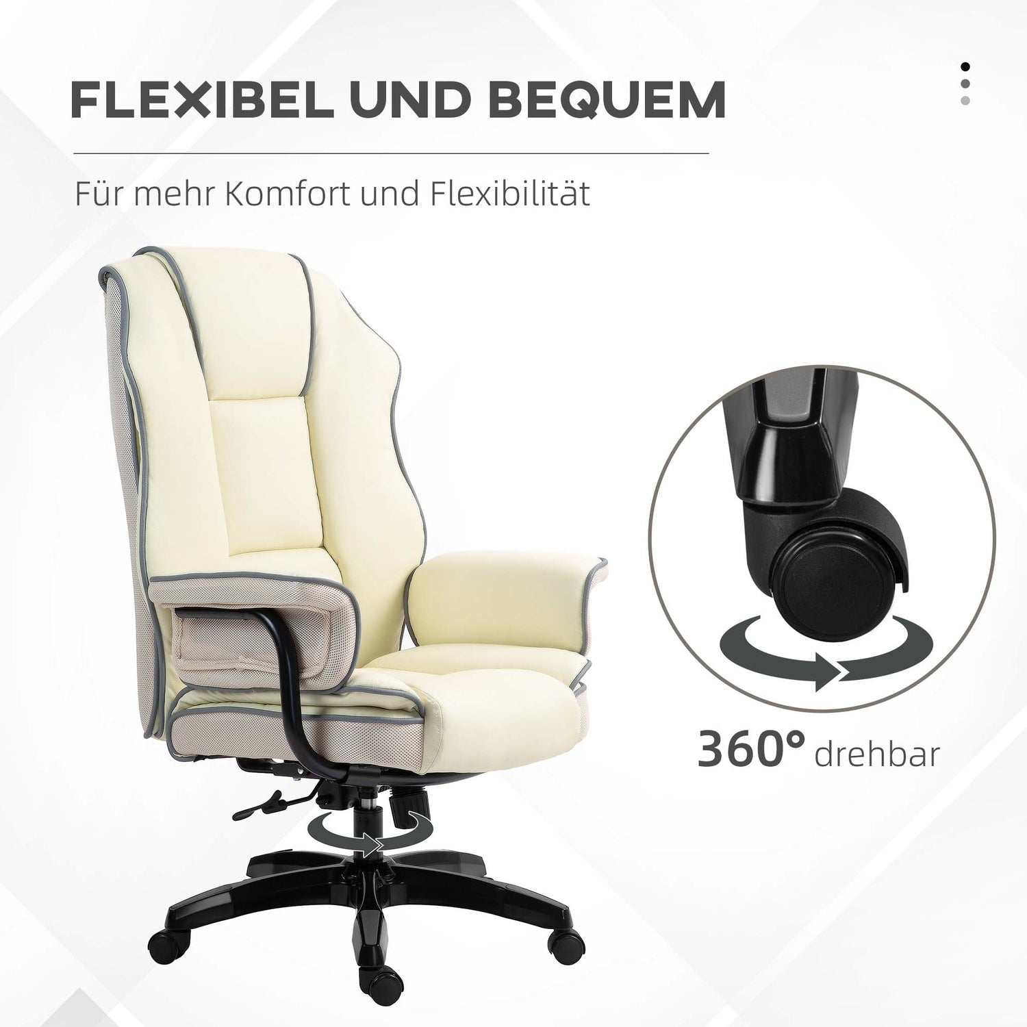 Ergonomisk kontorsstol, justerbar lutning, kräm