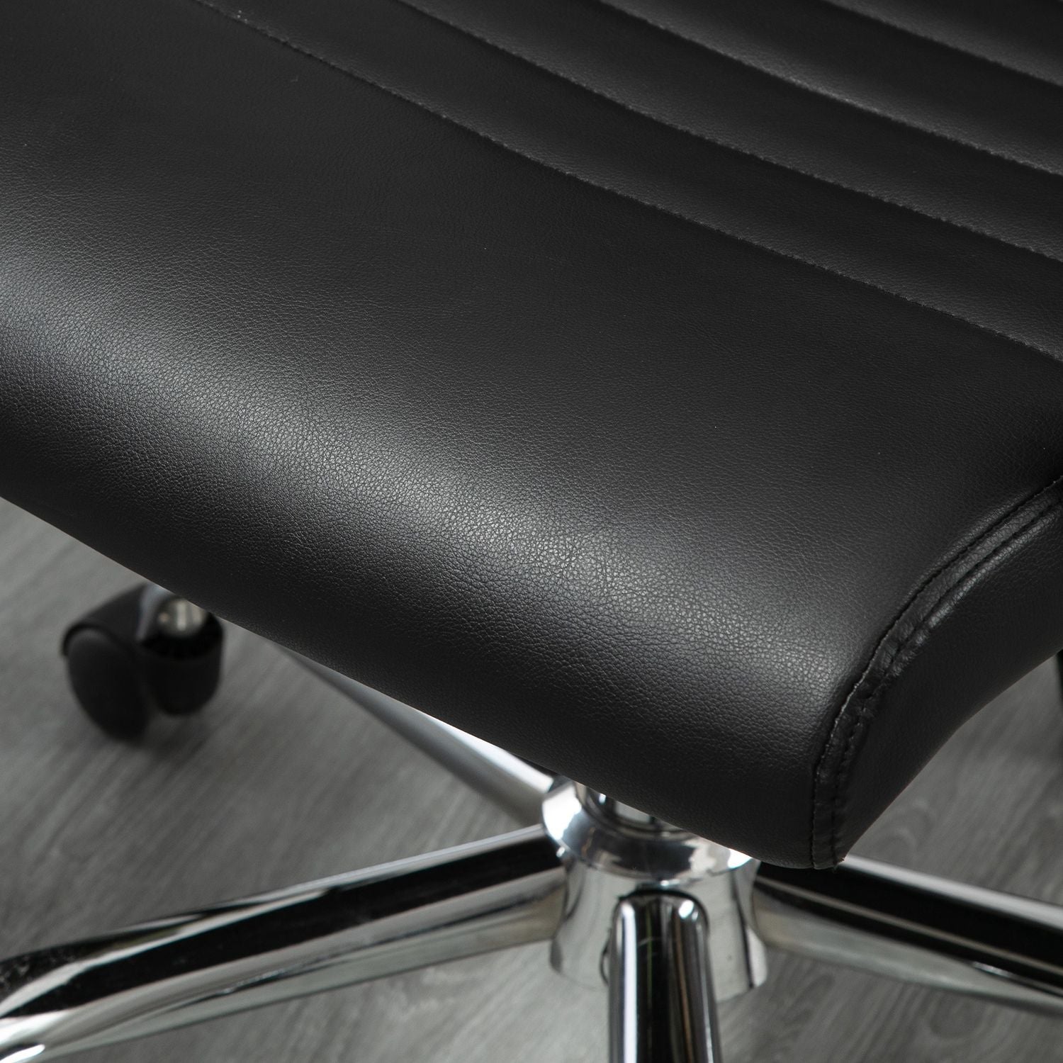 Ergonomisk kontorsstol, justerbart konstläder, svart