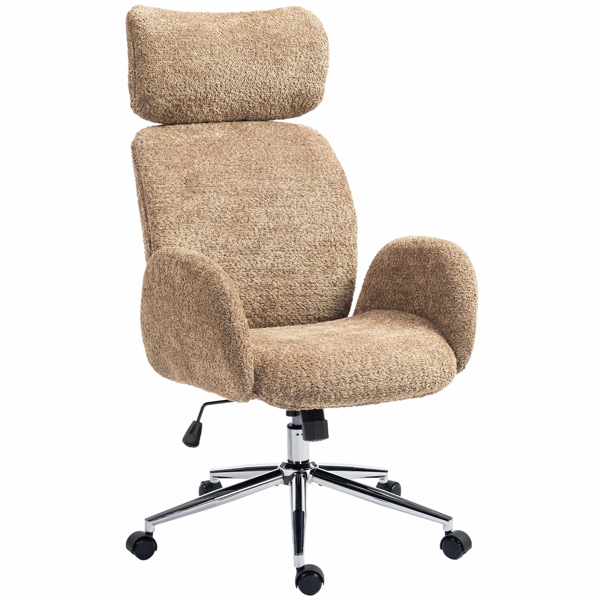 Ergonomisk kontorsstol, justerbart nackstöd, brun