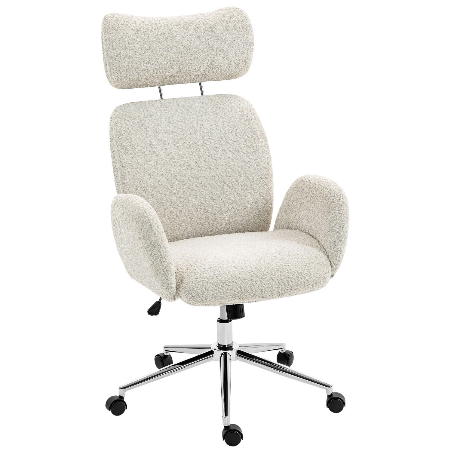 Ergonomisk kontorsstol, justerbart nackstöd, lutning, gråvit