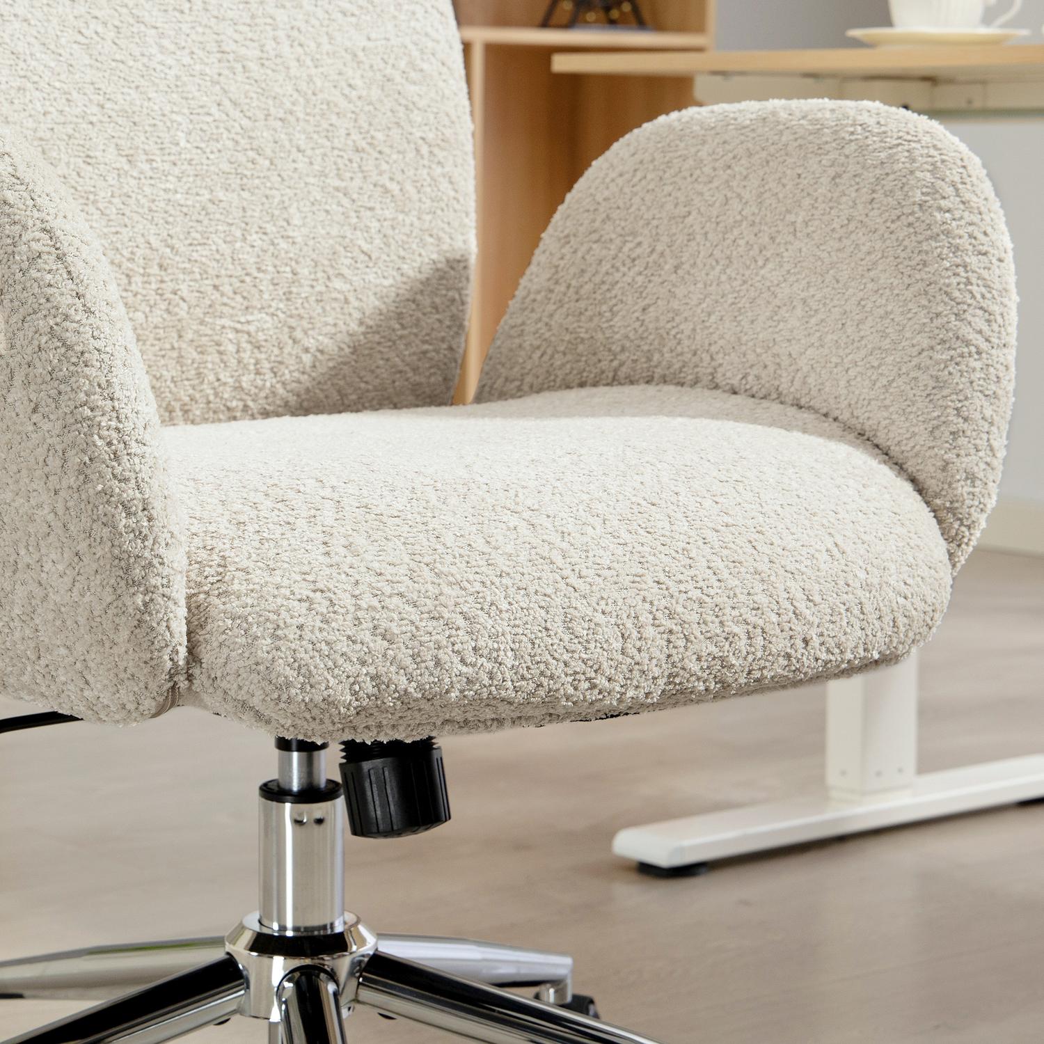 Ergonomisk kontorsstol, justerbart nackstöd, lutning, gråvit