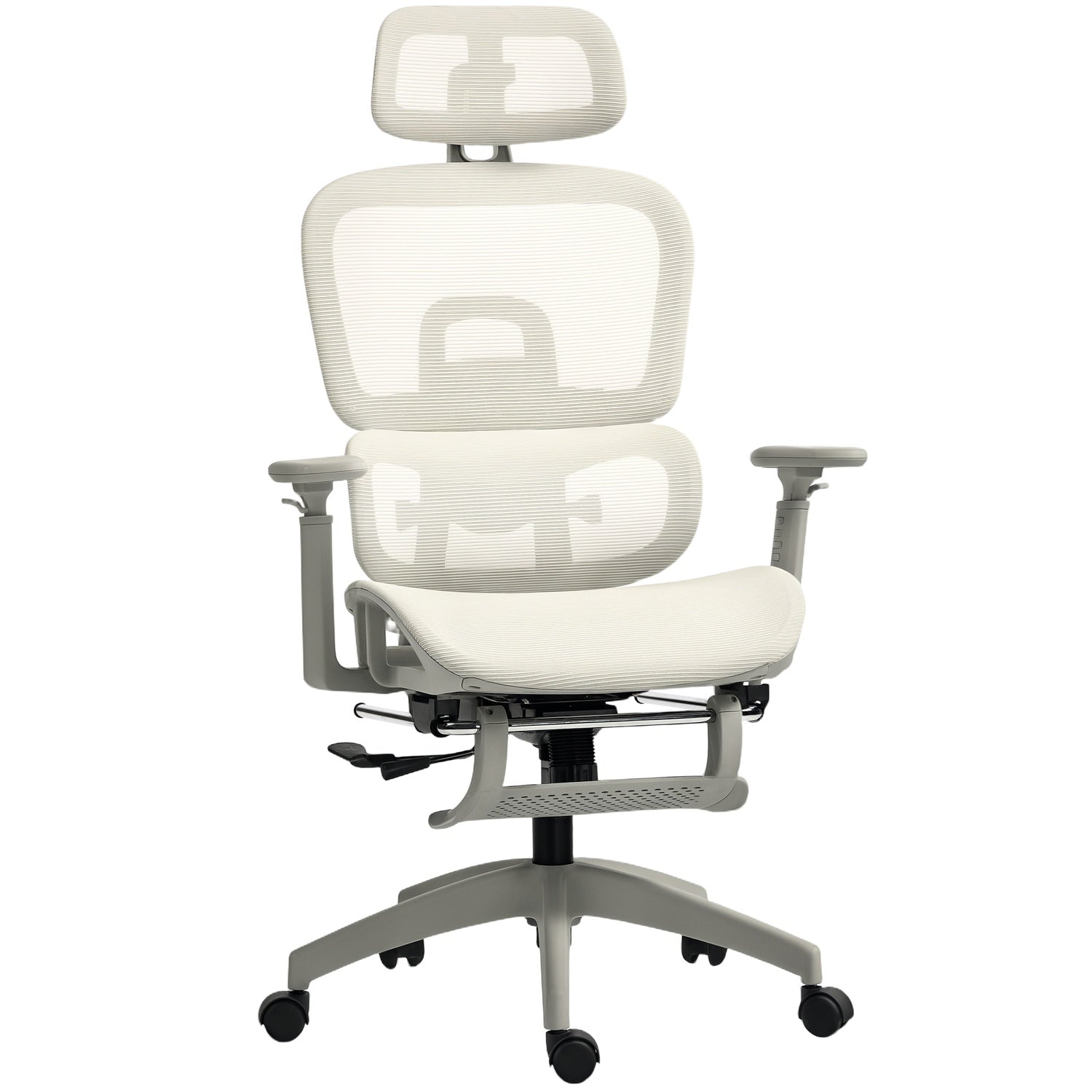 Ergonomisk kontorsstol, justerbart nät, armstöd, beige