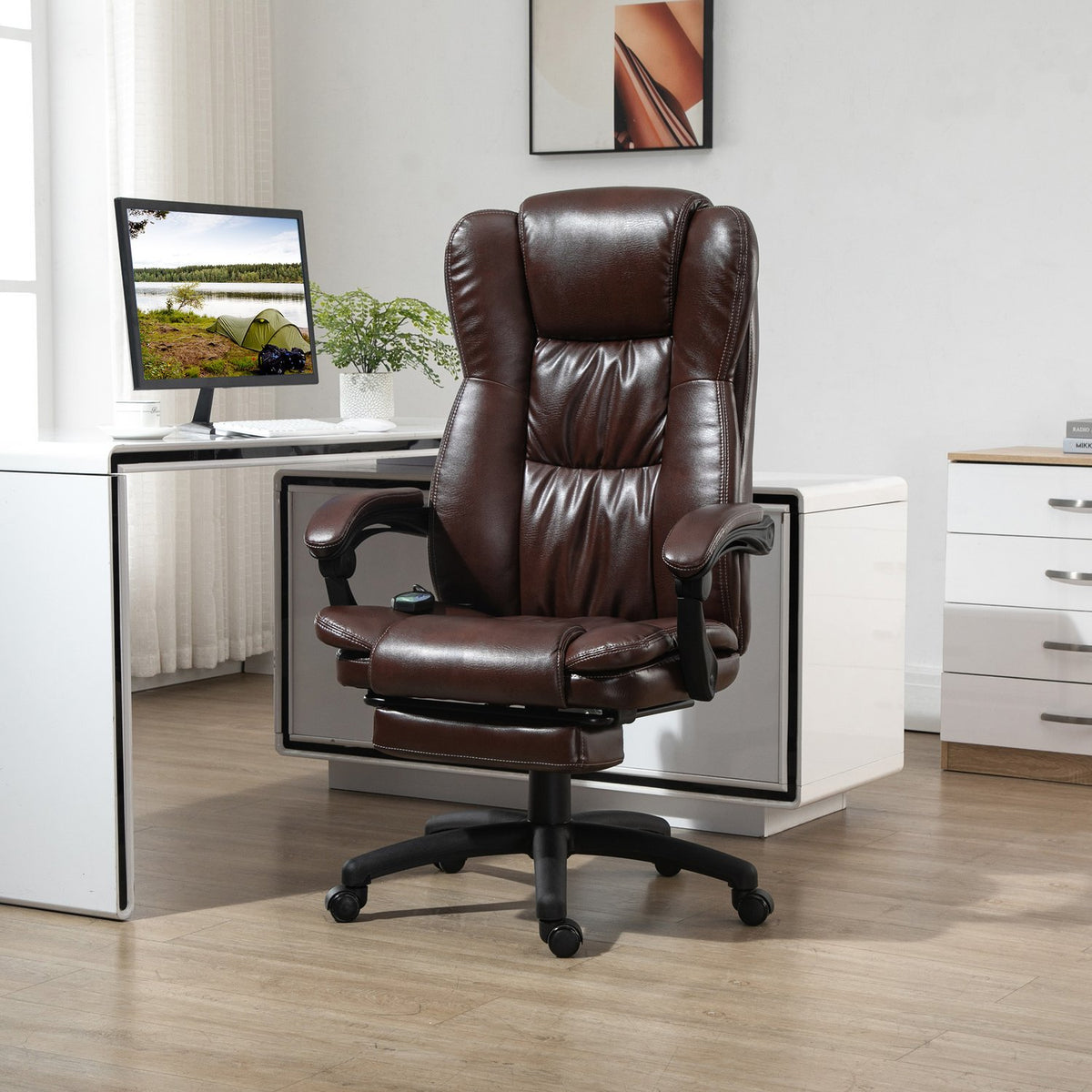 Ergonomisk kontorsstol, lutande konstläder