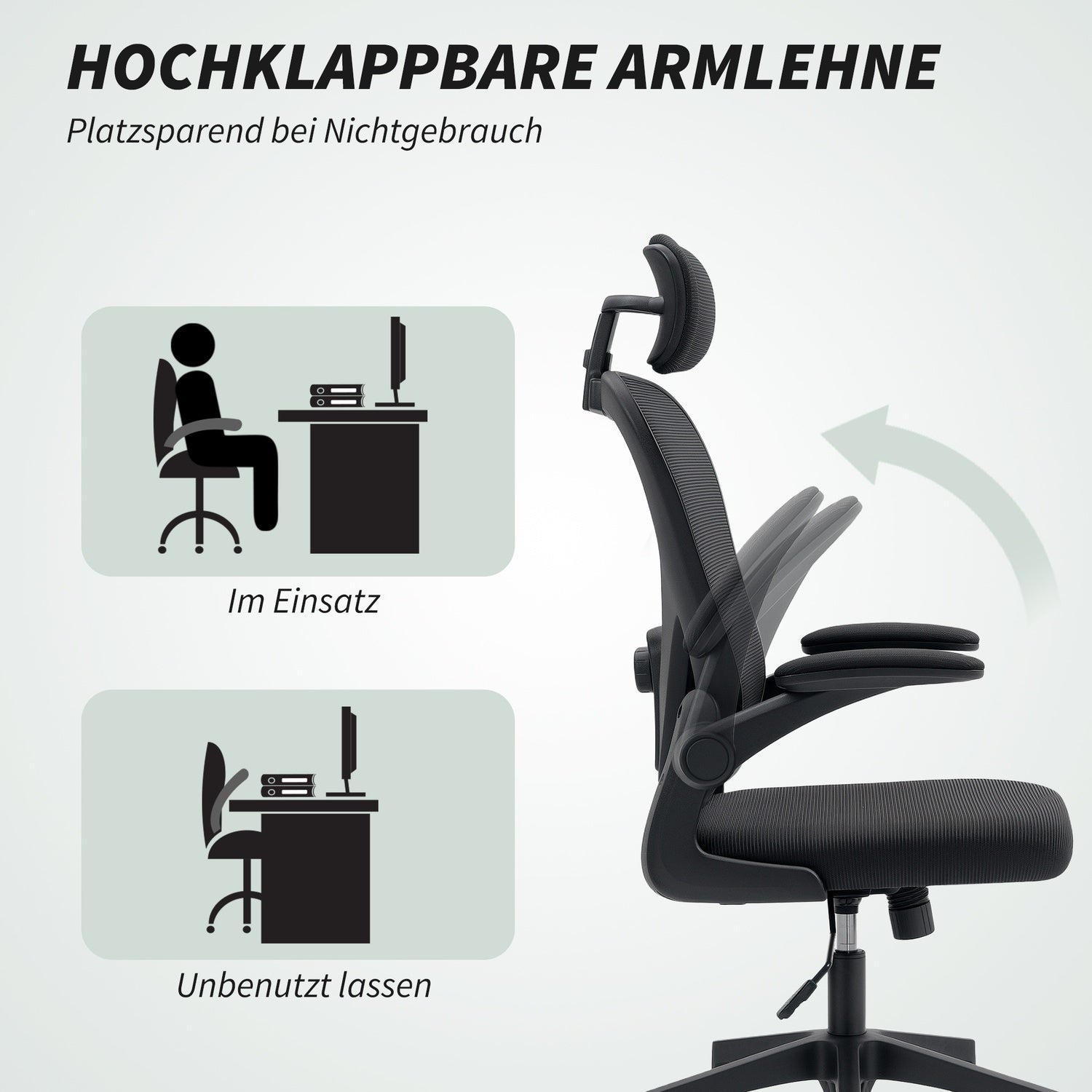 Ergonomisk kontorsstol med justerbart nackstöd och svankstöd