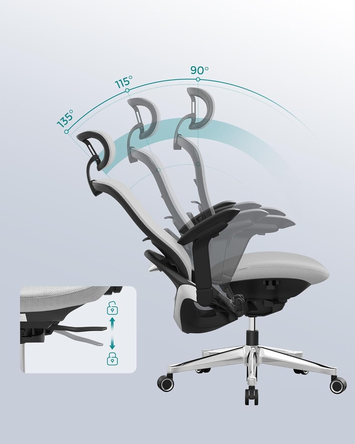 Ergonomisk kontorstol med justerbar korsryggstøtte