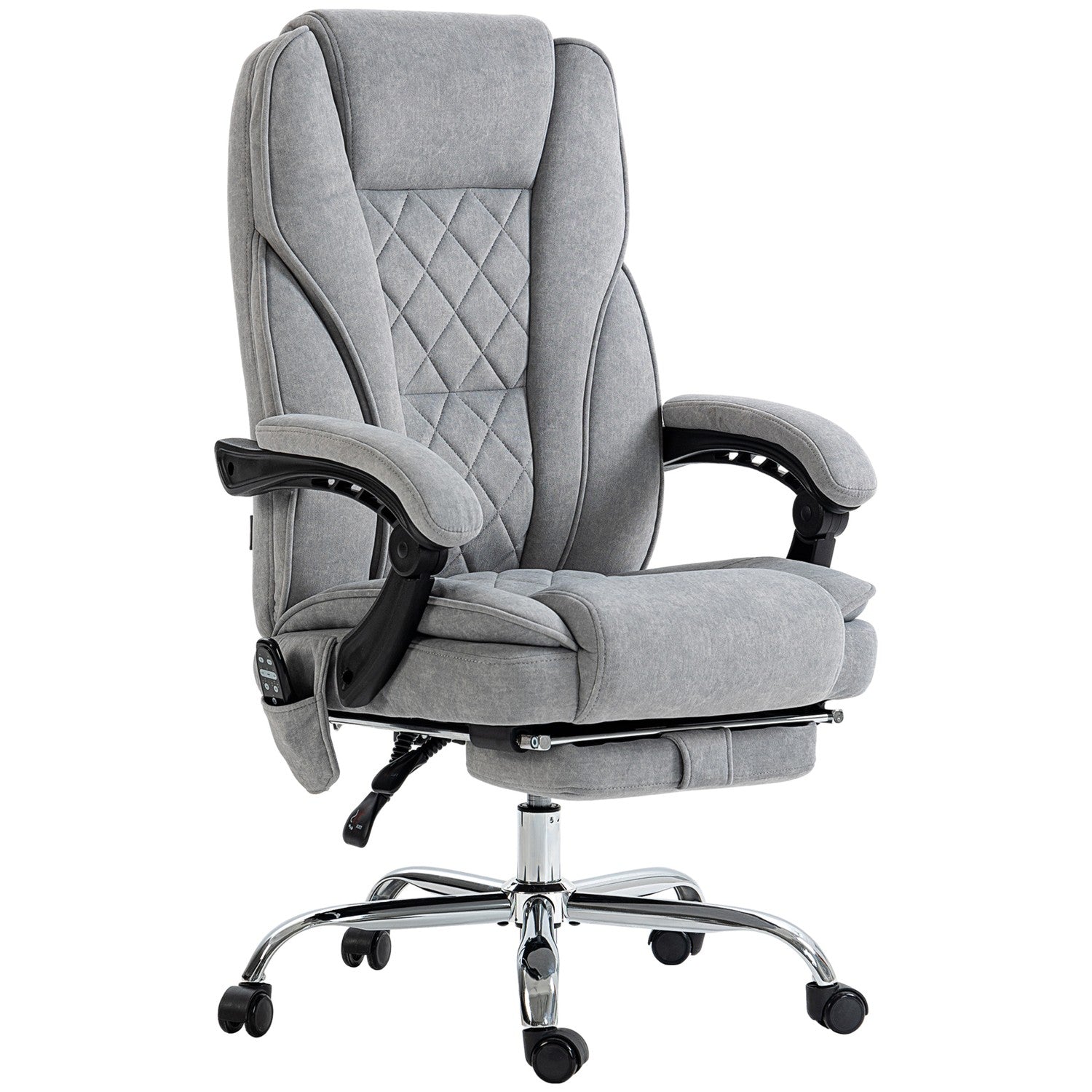 Ergonomisk kontorsstol med massagefunktion, fotstöd, vridbar, rullbar, grå