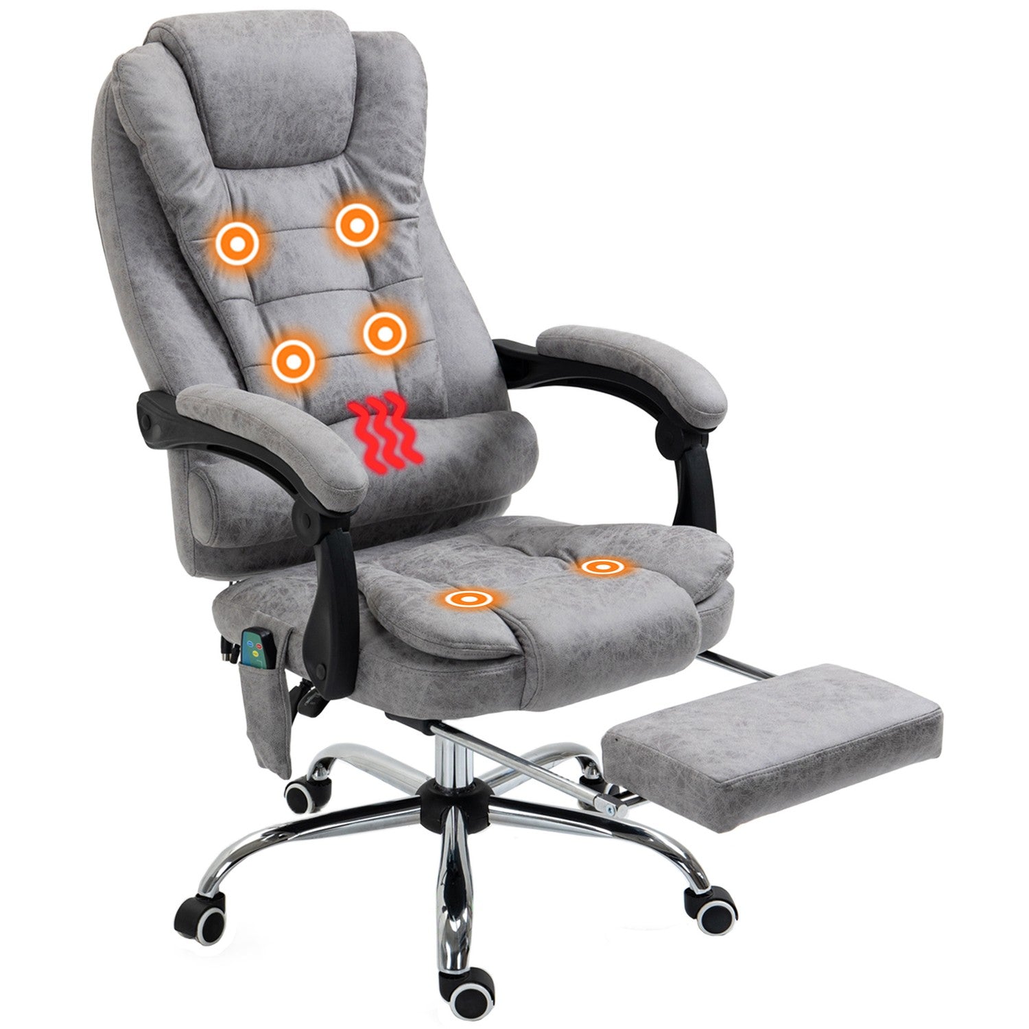 Ergonomisk kontorsstol med massage, lutning & värme, grå