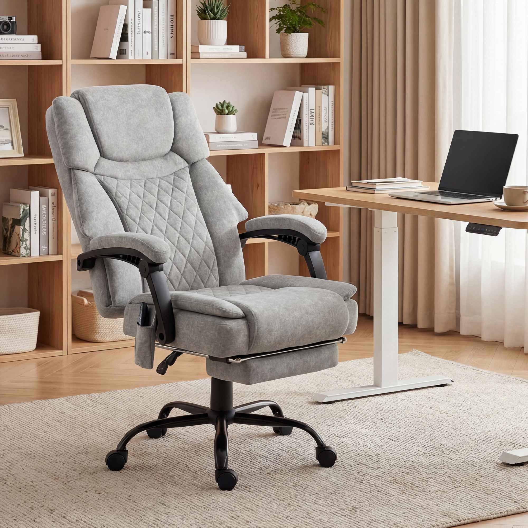 Ergonomisk kontorsstol med massage och värme, lutningsbar 135