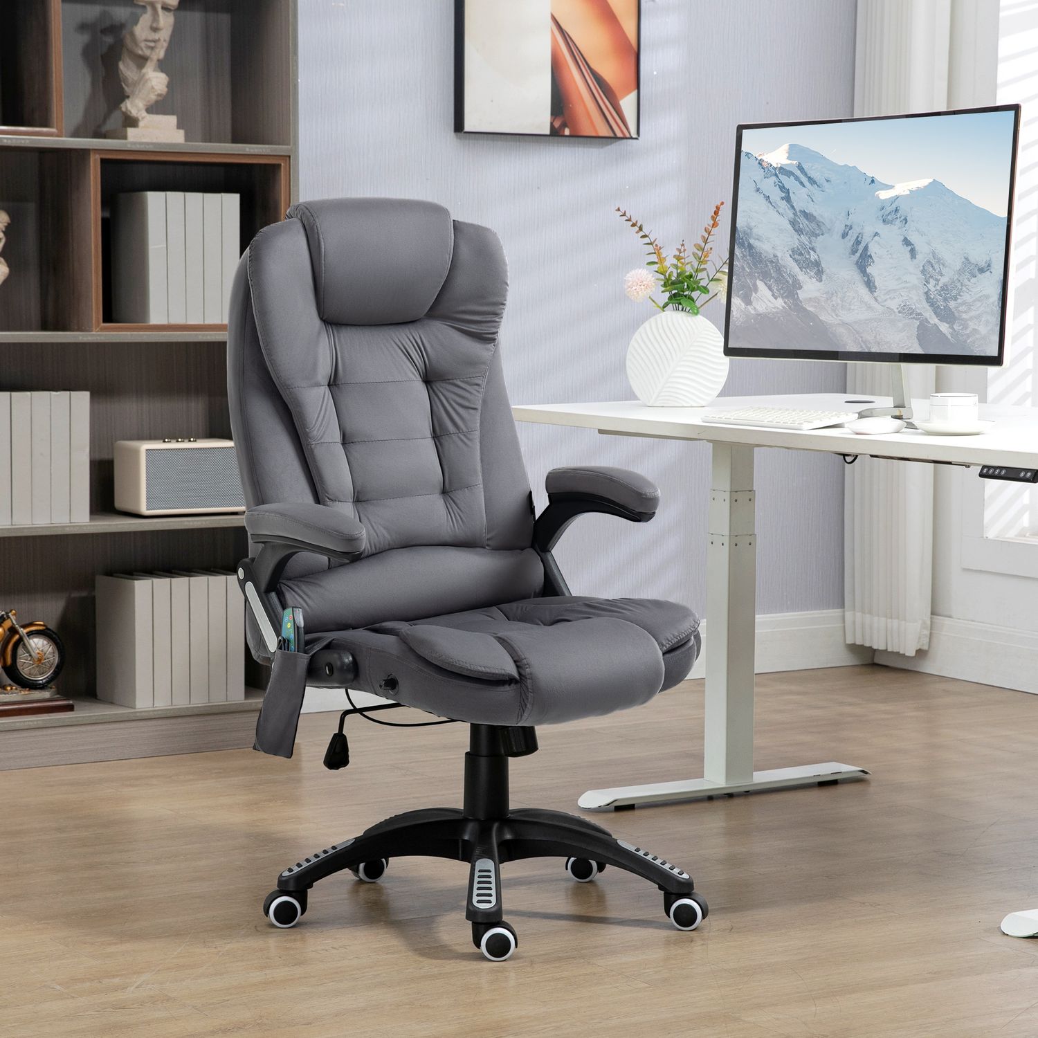 Ergonomisk kontorsstol med massage & värme, mörkgrå