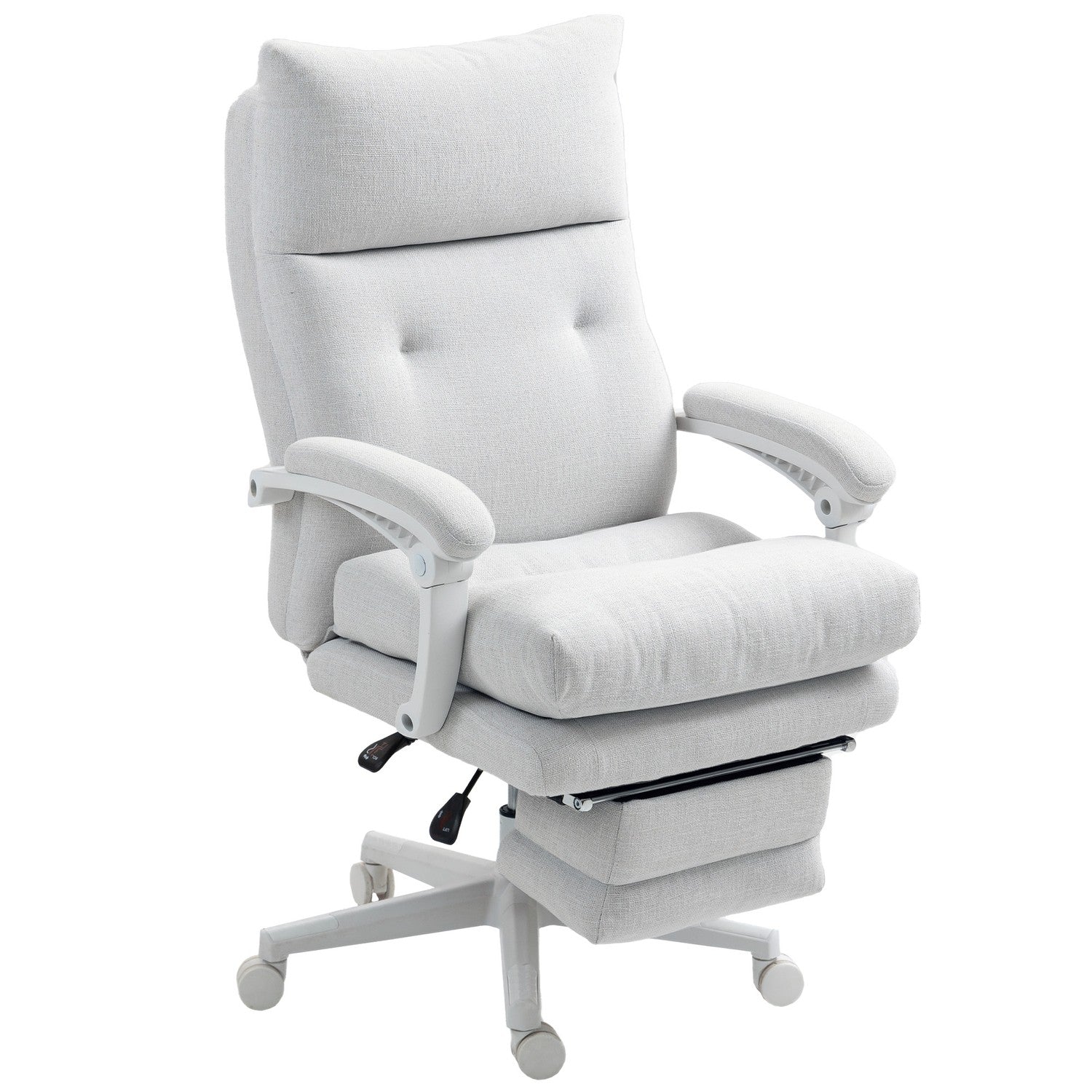 Ergonomisk kontorsstol med svankstöd, linne, kräm