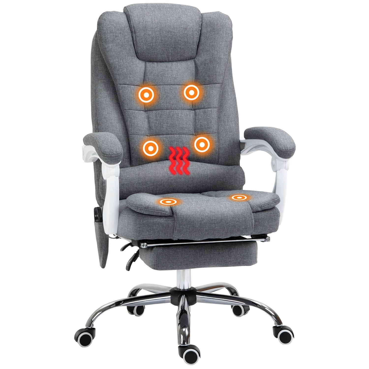 Ergonomisk kontorsstol med värme, massage och fotstöd