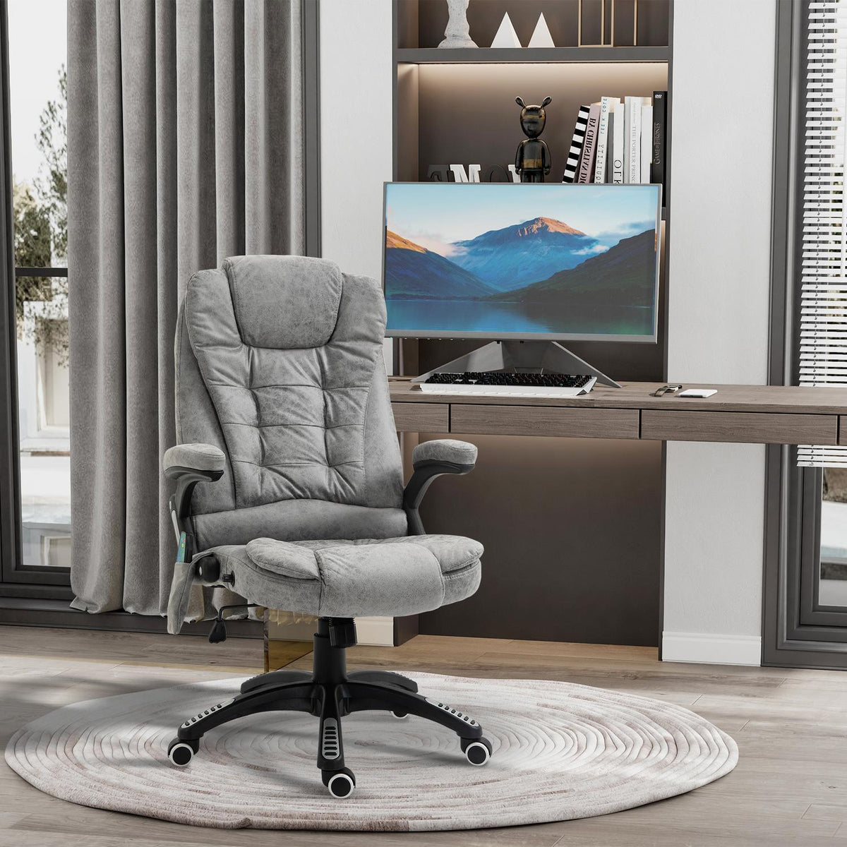 Ergonomisk kontorstol med varme og massasje, justerbar høyde